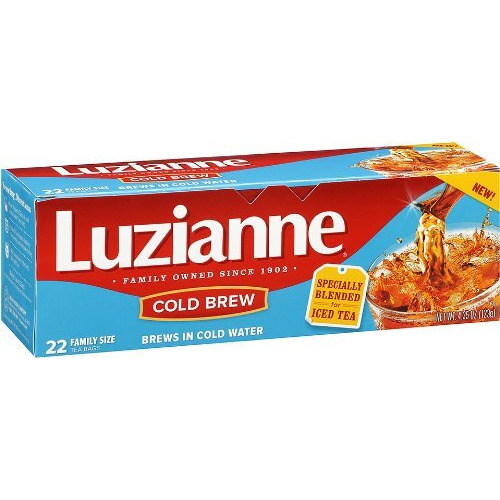 Luzianne Cold Brew Black Tea Bags, Family Size, Unsweetened, 22 Count Box, Specially Blended For Cold Brew In Water, Clear & Refreshing Home Brewed Southern Iced Tea
