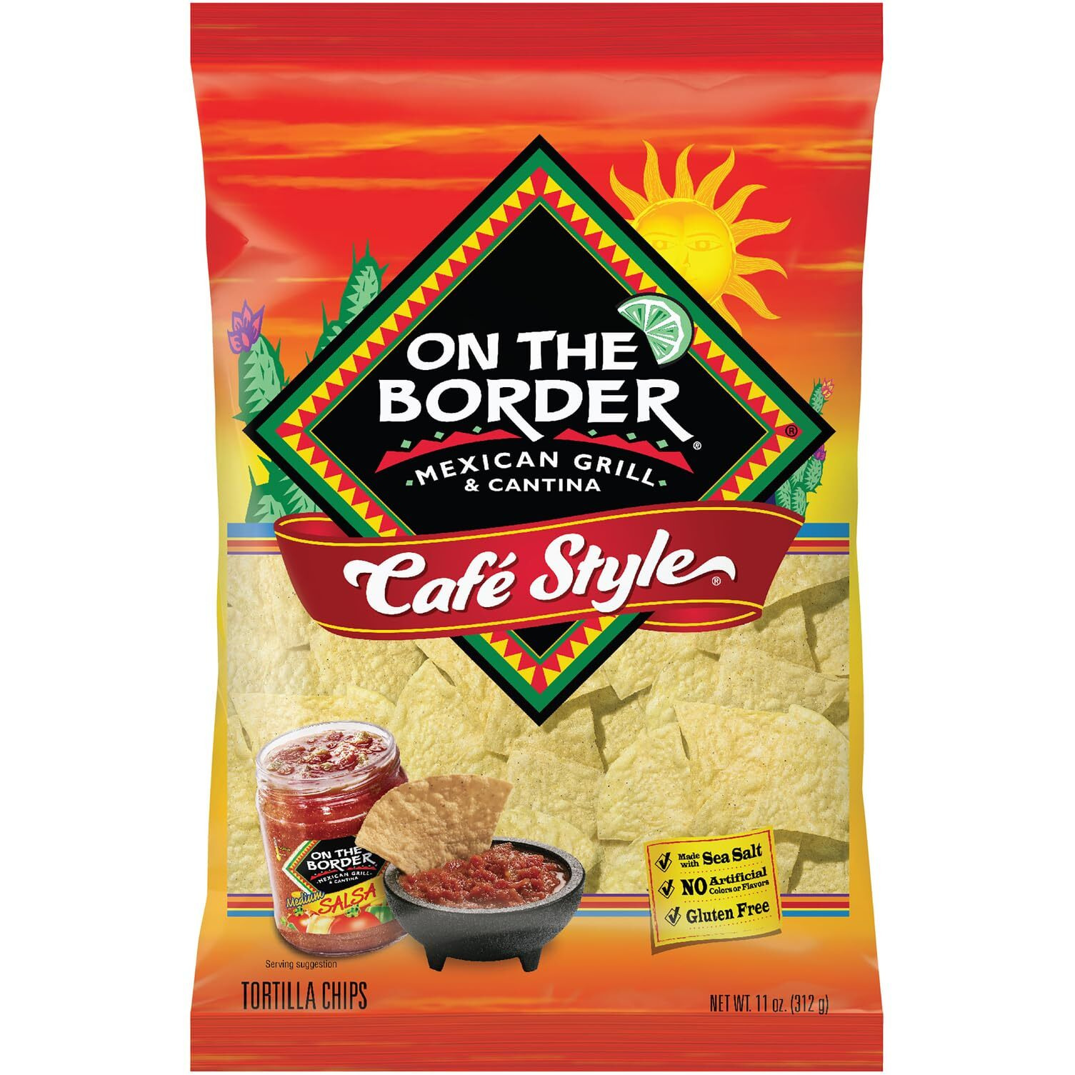 On The Border Cafe Style Tortilla Chips 11 Oz (Pack Of 3)
