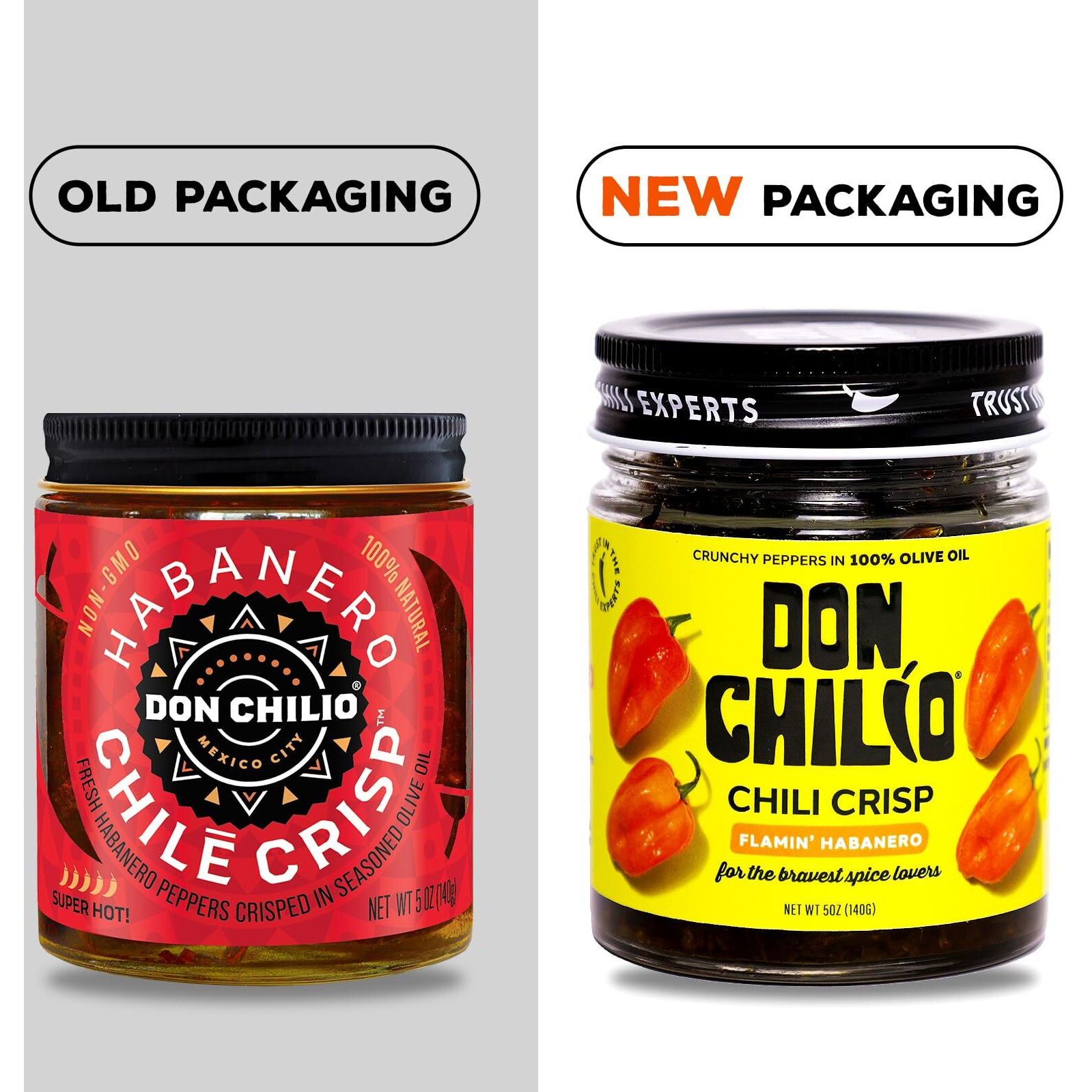 Don Chilio Hot Habanero Mexican Chile Crisp, 5 Oz. - Crunchy Sliced Habanero Fried Chili Peppers In Hot Seasoned 100% Olive Oil - Keto-Friendly, Vegan, Gluten Free