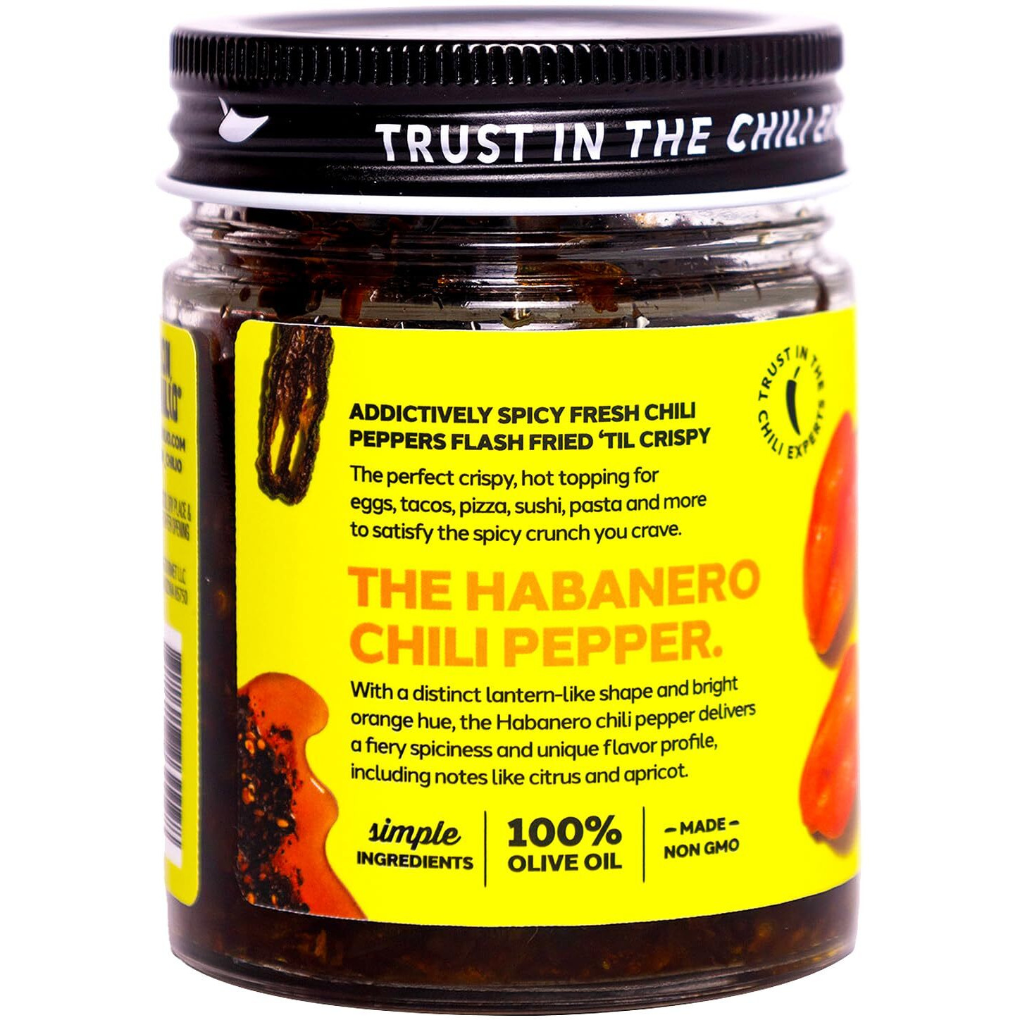 Don Chilio Hot Habanero Mexican Chile Crisp, 5 Oz. - Crunchy Sliced Habanero Fried Chili Peppers In Hot Seasoned 100% Olive Oil - Keto-Friendly, Vegan, Gluten Free