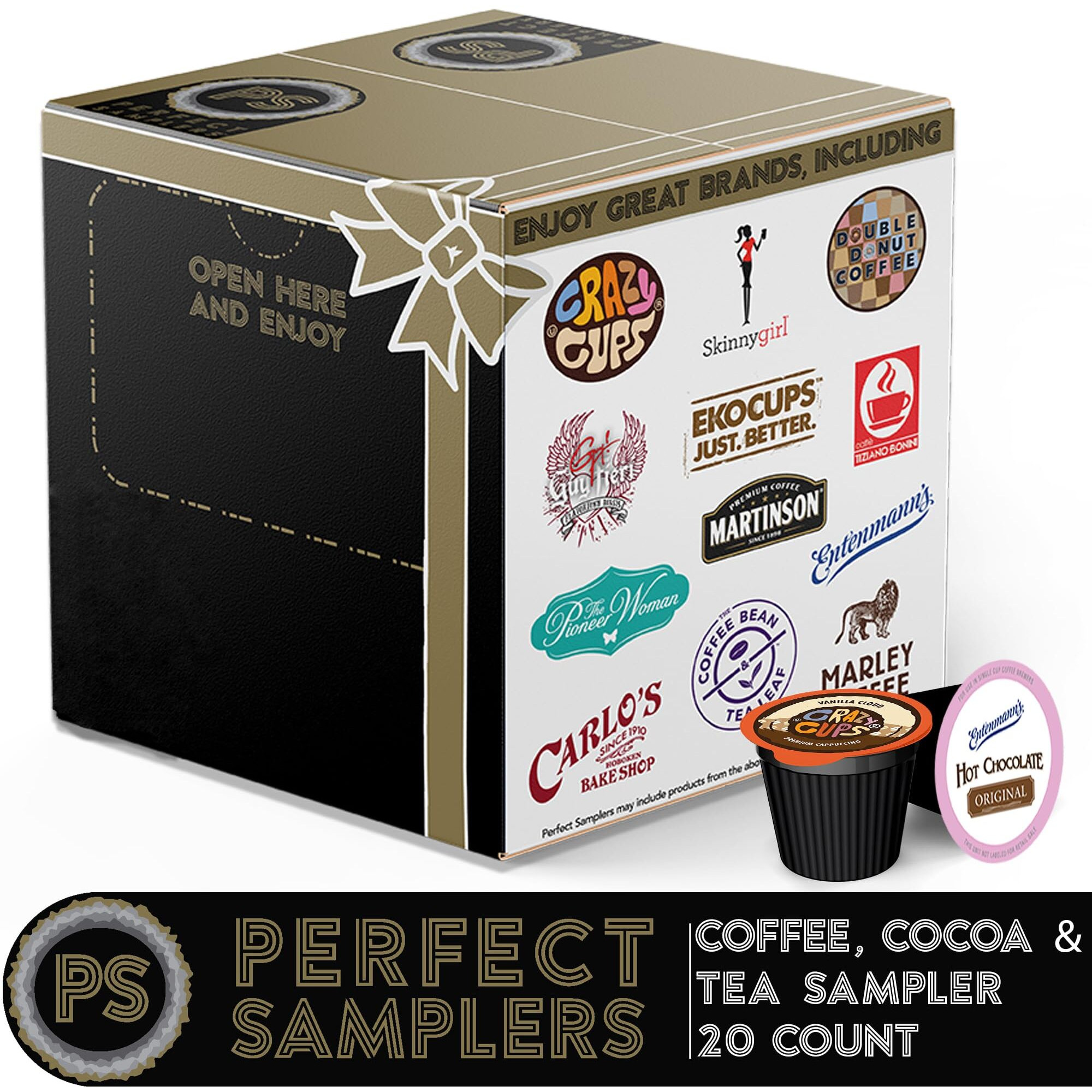 Perfect Samplers Coffee/Tea/Cider/Cappuccino And Hot Chocolate Single Serve Cups For Keurig K Cup Brewers, Premium Mix, 20 Count