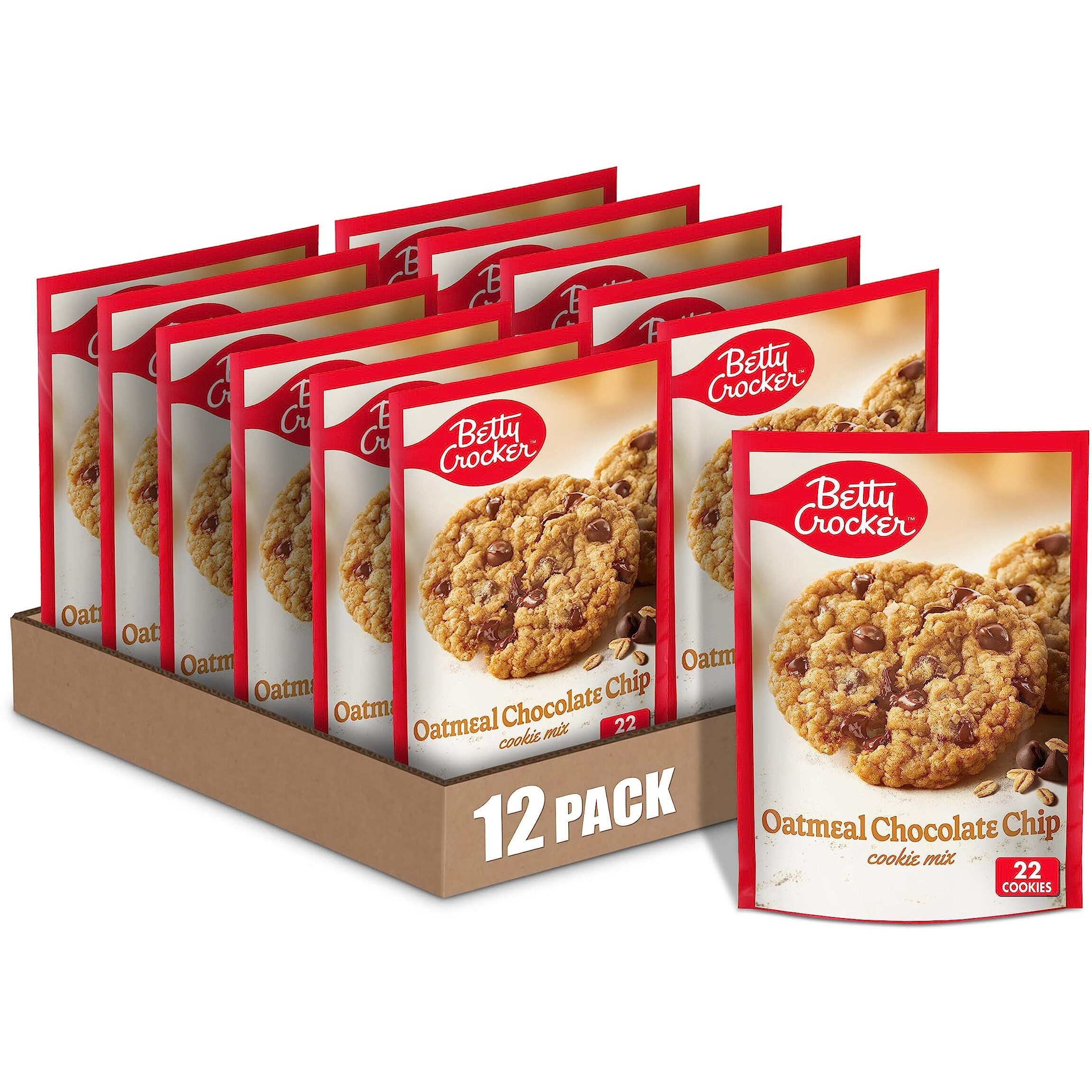 Betty Crocker Oatmeal Chocolate Chip Cookies, Cookie Baking Mix, 17.5 Oz (Pack Of 12)