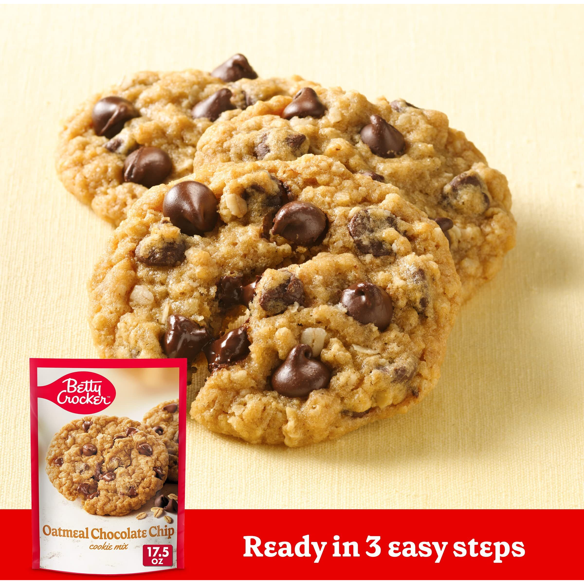 Betty Crocker Oatmeal Chocolate Chip Cookies, Cookie Baking Mix, 17.5 Oz (Pack Of 12)