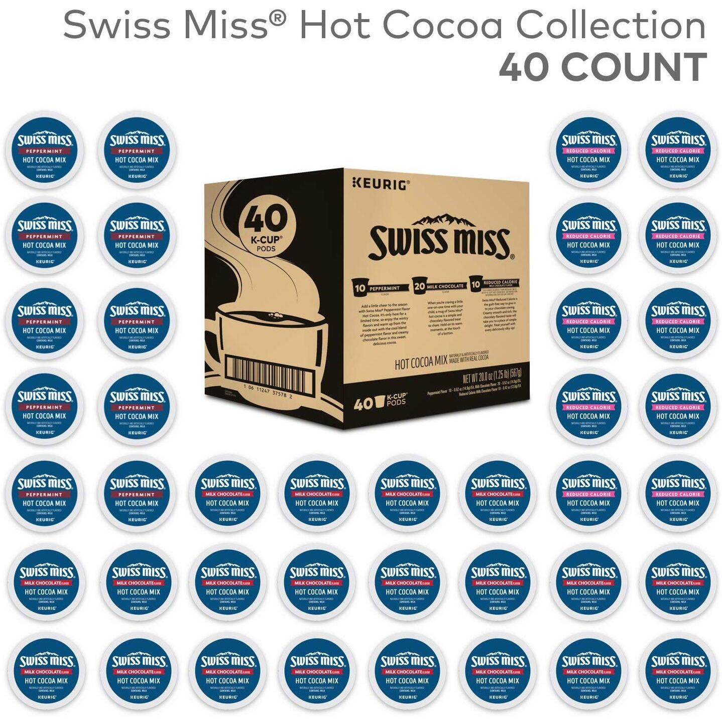 Swiss Miss Hot Cocoa Variety Pack, Keurig Single-Serve Hot Chocolate K-Cup Pods, 40 Count