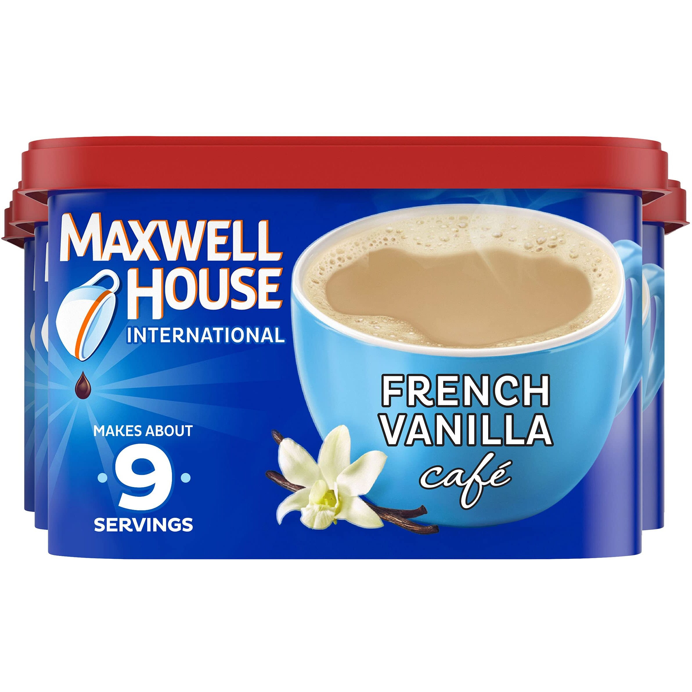 Maxwell House International French Vanilla Caf  -Style Instant Coffee Beverage Mix (4 Ct Pack, 8.4 Oz Canisters)