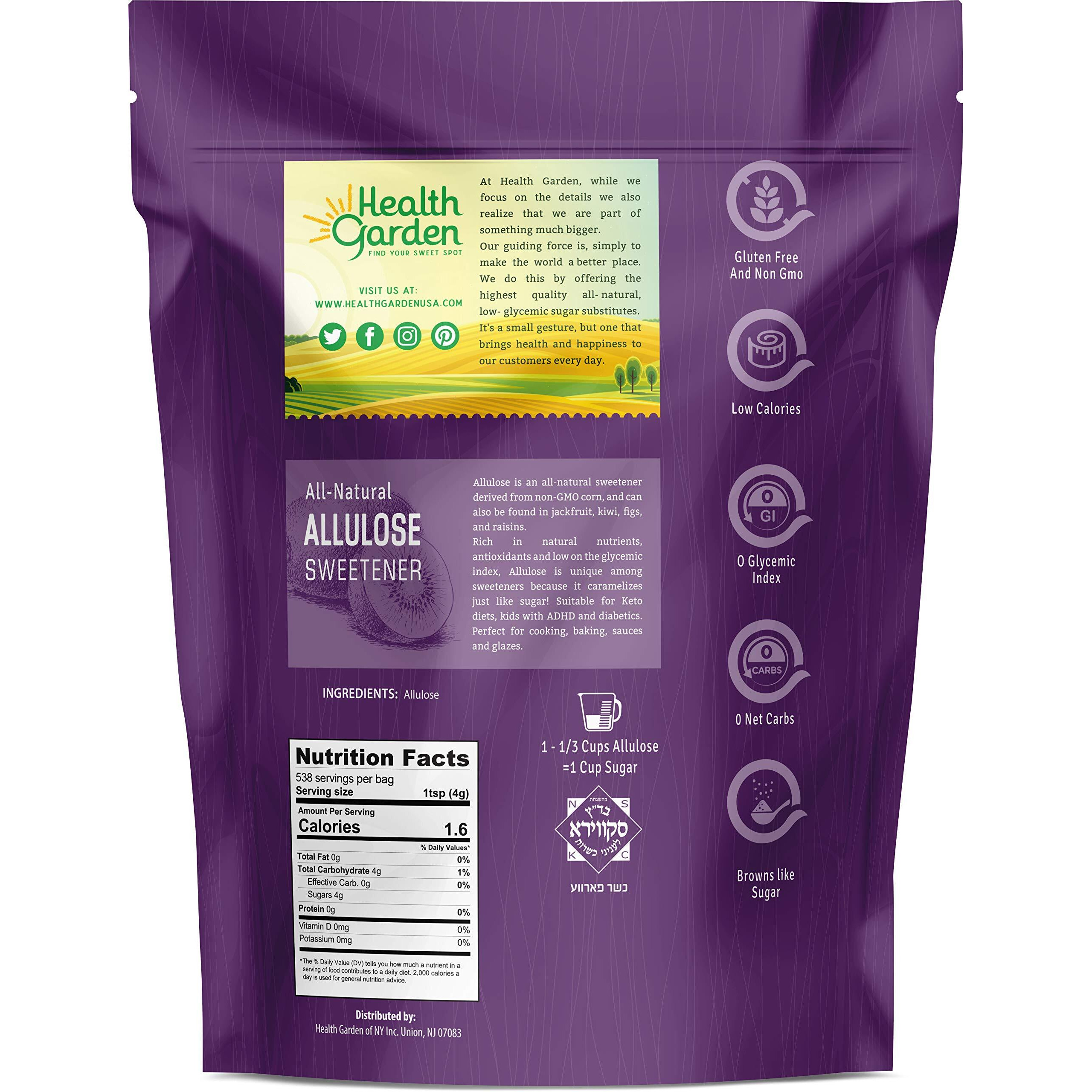 Health Garden Allulose Sweetener - Gluten And Sugar Free - Zero Net Carb - Non Gmo - Kosher - Keto Friendly (4.75 Lb)