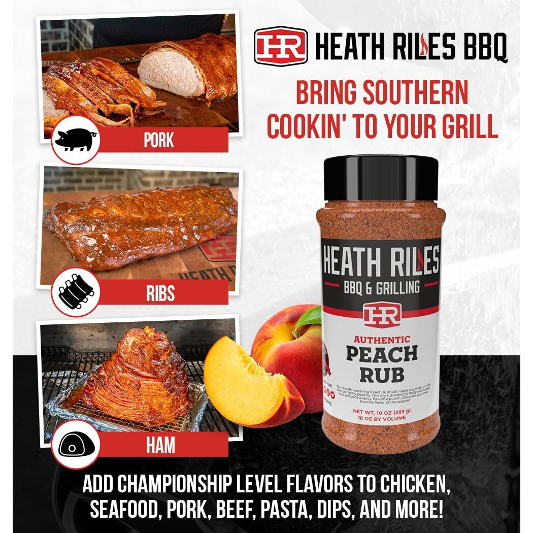 Heath Riles Bbq Rub - Peach Bbq Seasoning Rub, Champion Pitmaster Recipe, Legendary Bbq Rubs For Smoking & Grilling, 70+ Bbq Championships, 2 Lb./32 Oz.