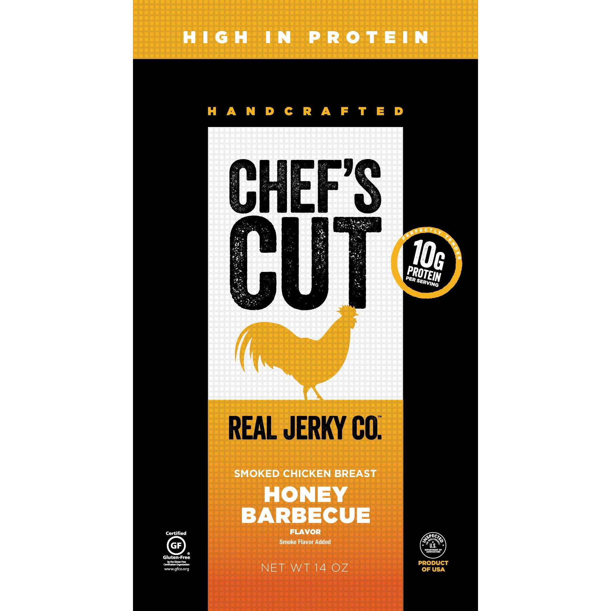 Chef's Cut Chicken Jerky, Honey Barbecue, High Protein Meat Snack, 10G Of Protein And 80 Calories, Gluten Free, Premium Smoked Chicken Breast - 14 Ounce