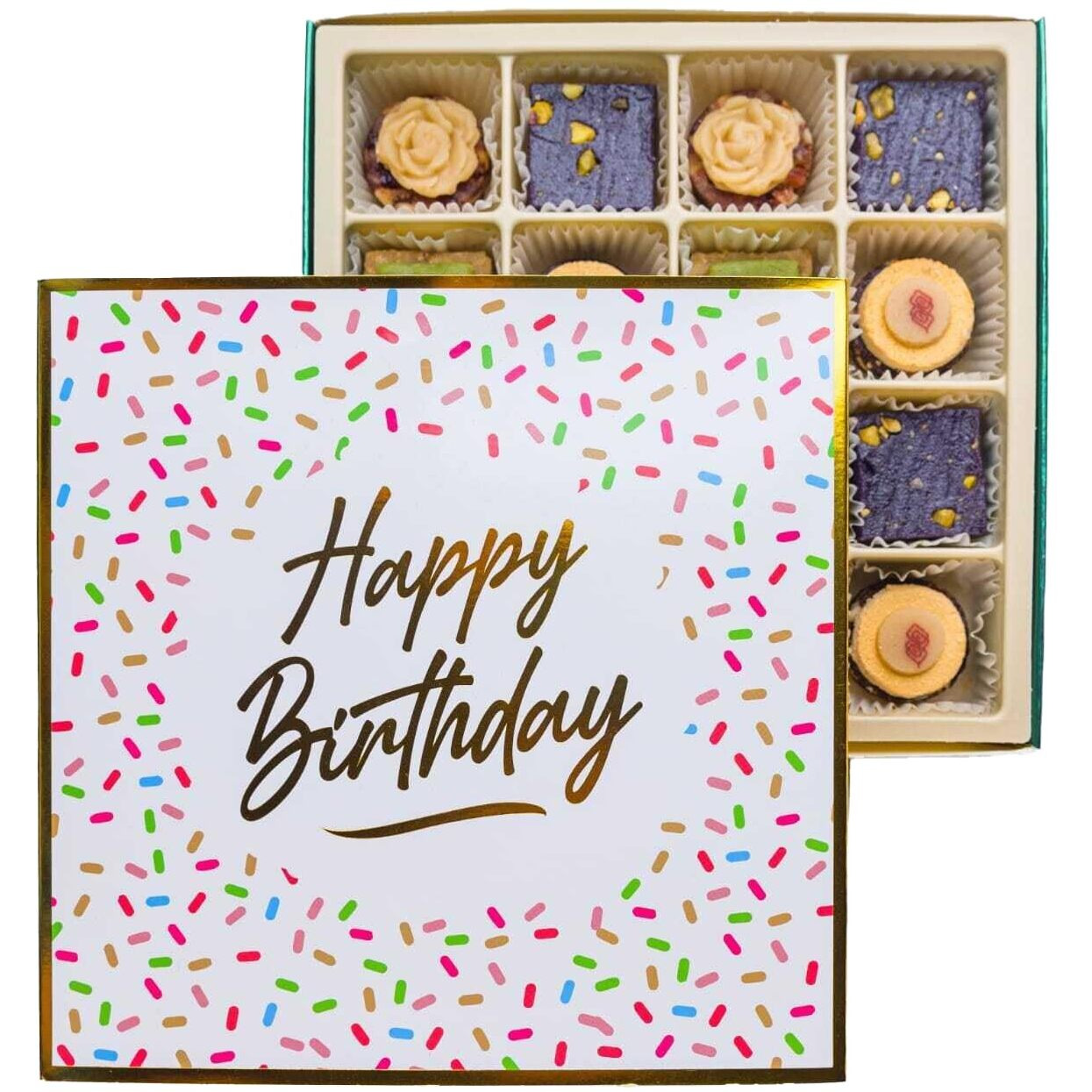 Laumire Gourmet Fruits - Superfood Parfait Collection [Birthday Edition] - Square (16 Pcs) - Happy Birthday Gifts For Women - All Natural Birthday Food Gifts - Healthy Birthday Gift