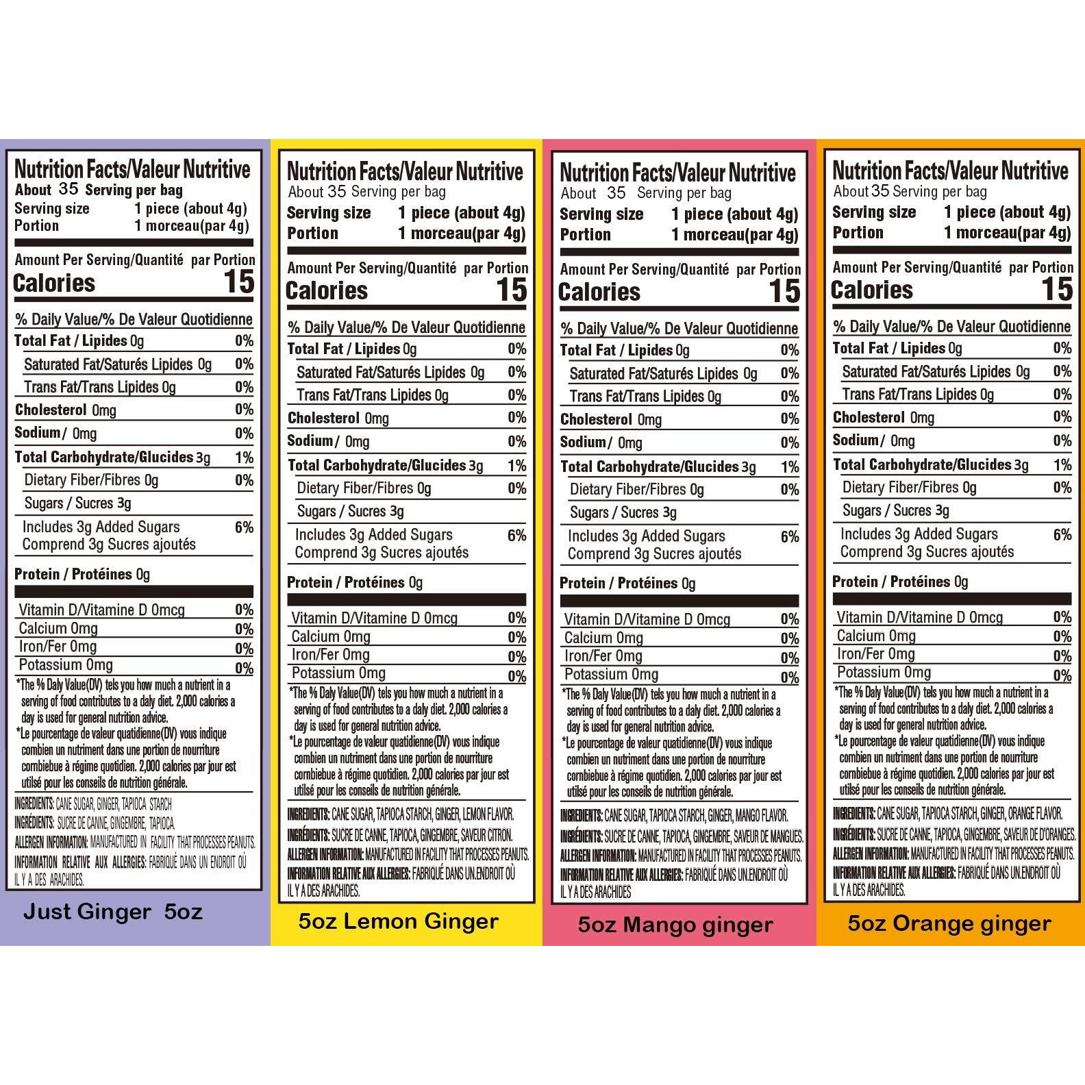Gem Gem Ginger Candy Chewy Ginger Chews (Assorted Mix, 5.0Oz, Pack Of 12)