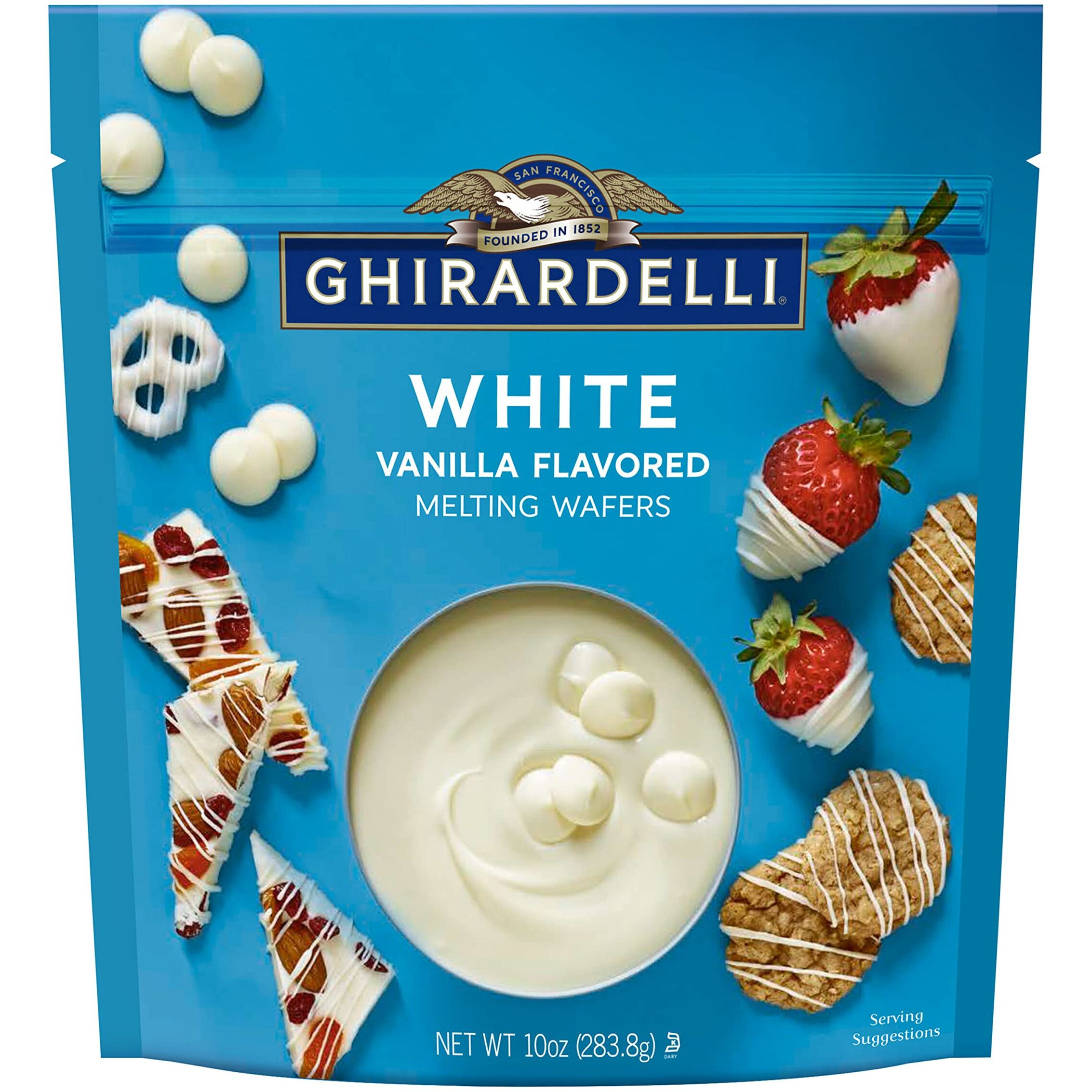 Ghirardelli White Vanilla Flavored Melting Wafers, 10 Oz Bag (6 Bags)