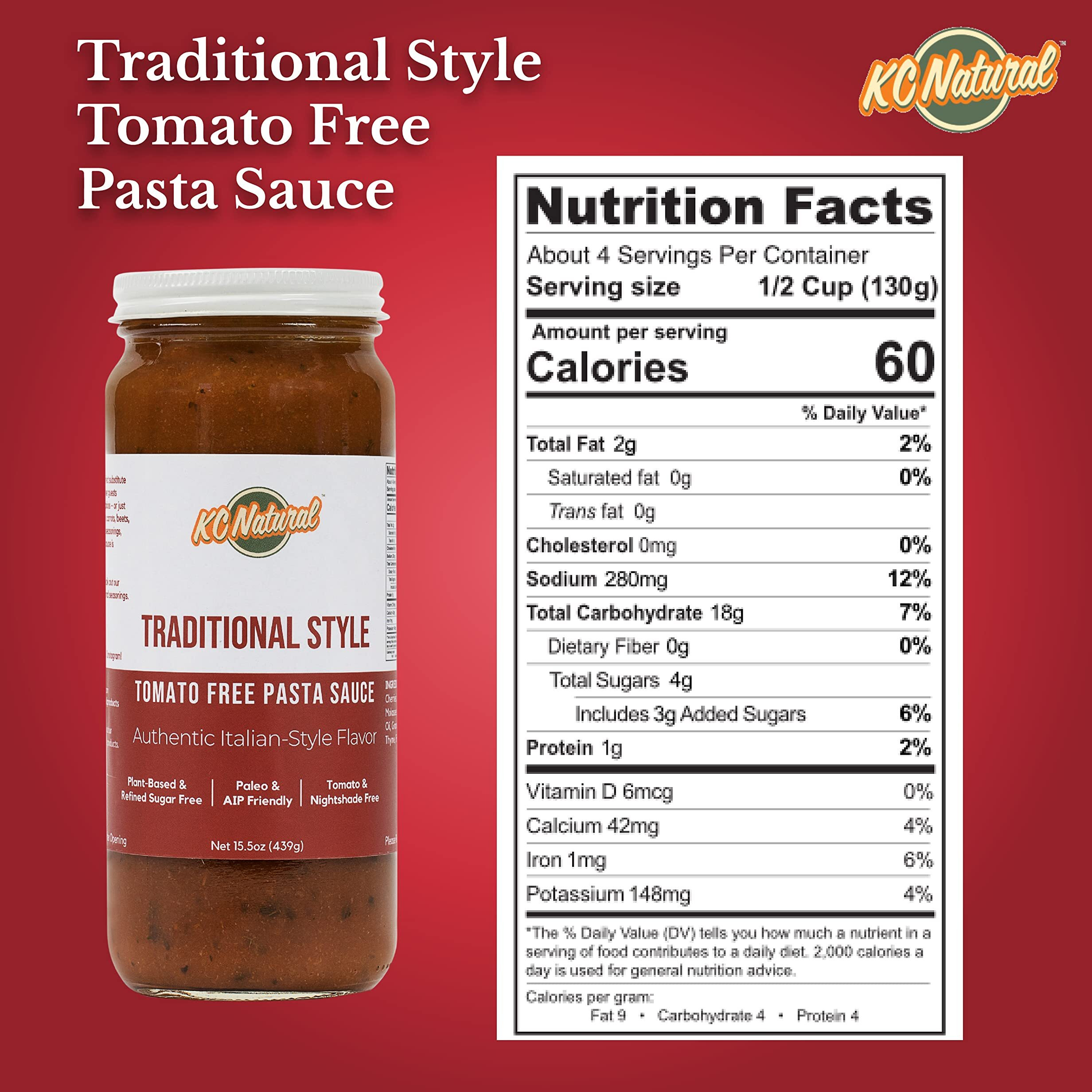 Kc Natural | Traditional Style Tomato Free Pasta Sauce | 280Mg Sodium (1-Pack, 1.00)