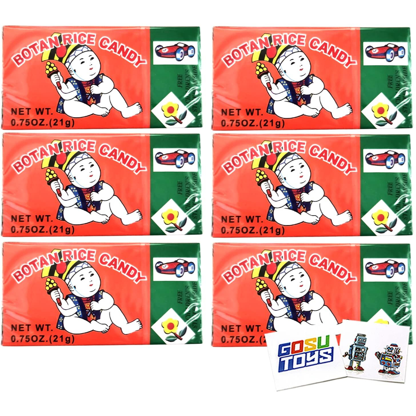 Botan Rice Candy (6 Pack) With 2 Gosutoys Stickers