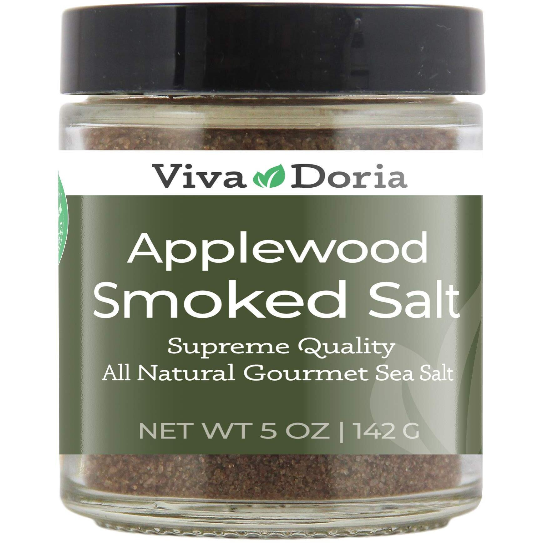 Viva Doria Applewood Smoked Sea Salt - Fine Grain, 5 Oz Glass Jar