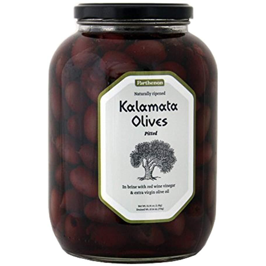 Parthenon Pitted Kalamata Olives In Brine With Red Wine Vinegar & Extra Virgin Olive Oil 52.91Oz