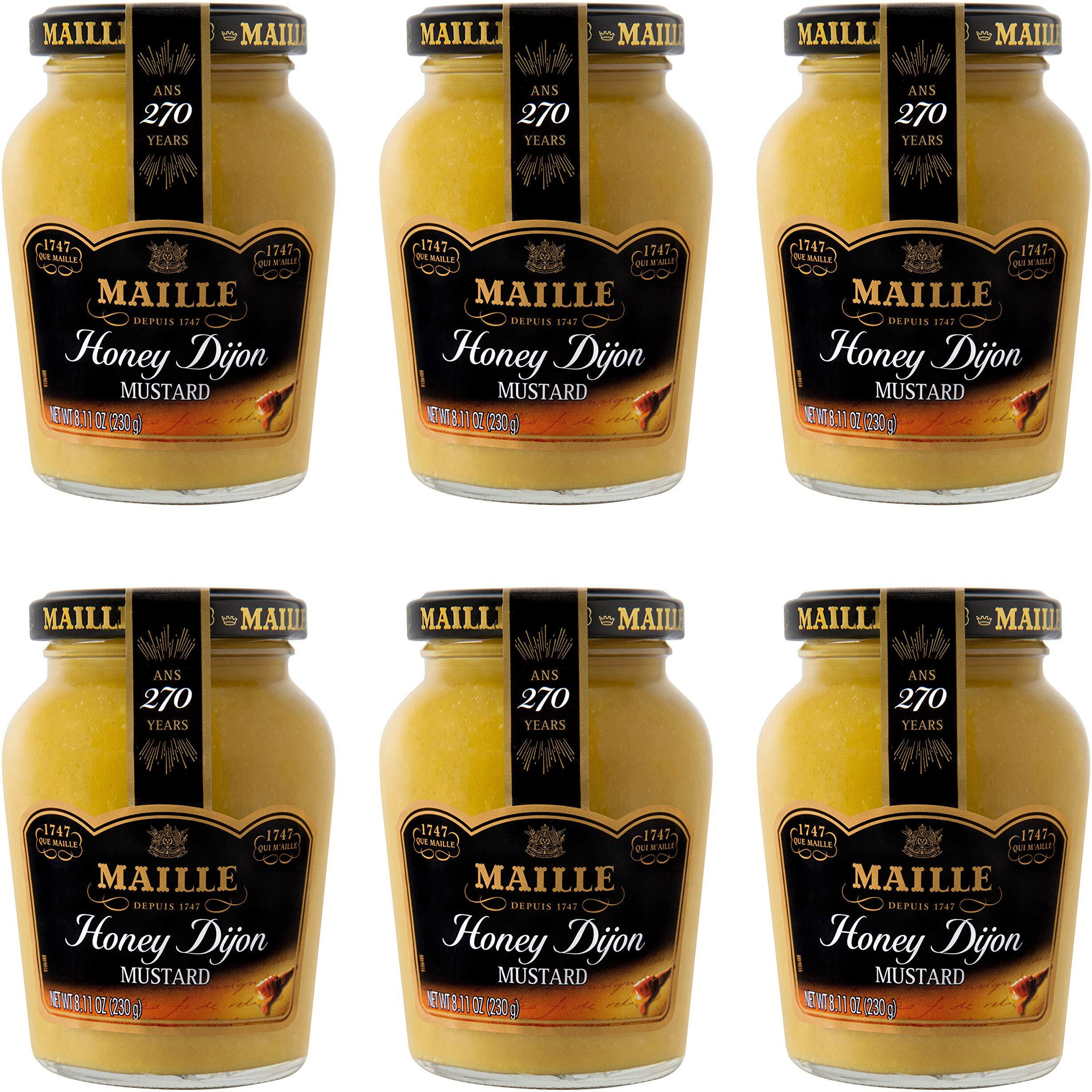 Maille Mustard Honey Dijon For Vinaigrettes, Glazed Vegetables, And Chicken Recipes Gourmet Dijon Mustard Imported From France, Made With Real Honey, 8.11 Ounce (Pack Of 6)