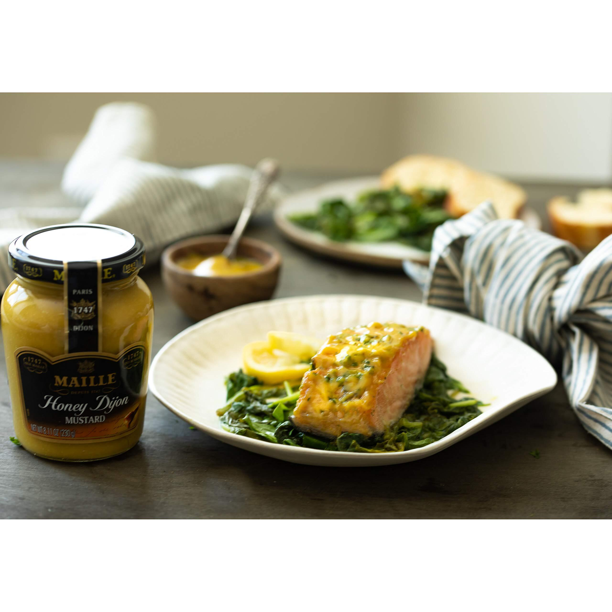 Maille Mustard Honey Dijon For Vinaigrettes, Glazed Vegetables, And Chicken Recipes Gourmet Dijon Mustard Imported From France, Made With Real Honey, 8.11 Ounce (Pack Of 6)