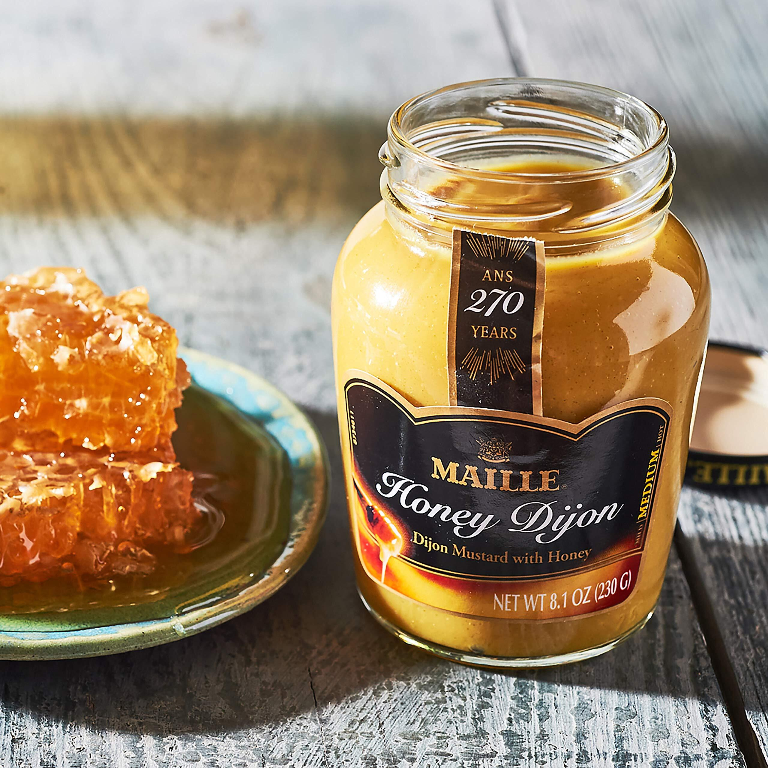 Maille Mustard Honey Dijon For Vinaigrettes, Glazed Vegetables, And Chicken Recipes Gourmet Dijon Mustard Imported From France, Made With Real Honey, 8.11 Ounce (Pack Of 6)