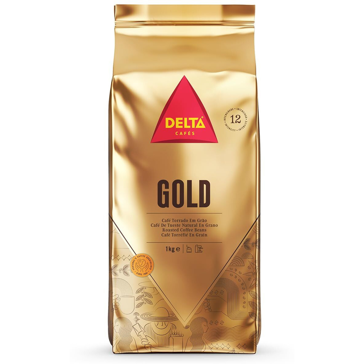 Delta Caf  S Gold Whole Bean Coffee, Naturally Roasted Espresso Beans, 1 Bag, 2.2Lb