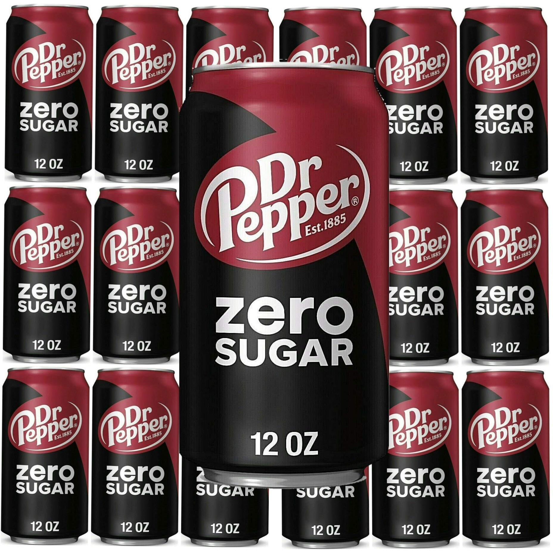 Dr Pepper Zero Sugar, 12 Fl Oz, 18 Cans, Total 216 Fl Oz