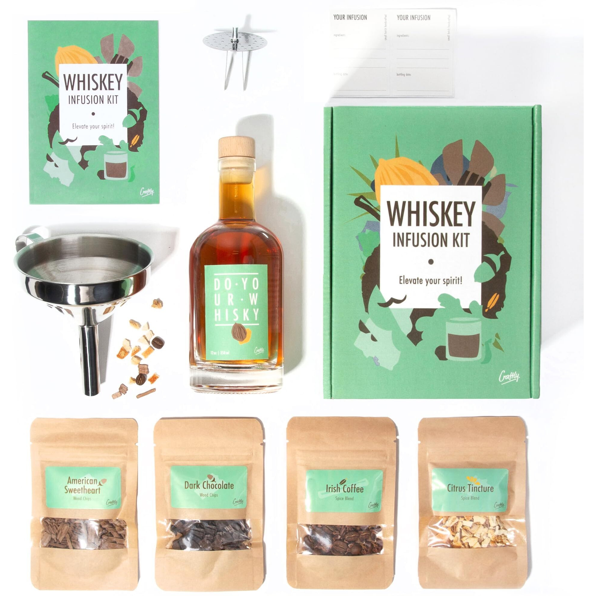 Whiskey Infusion Kit By Craftly | Citrus, Spice, Herbal Infusions For Homemade Cocktails | Diy Whiskey Kit | Unique Gift For Men & Women | Birthday Day Gift Idea For Him, Her