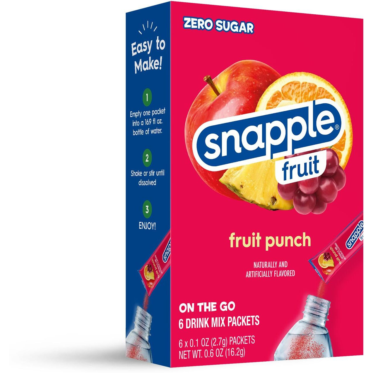 Snapple Fruit Punch Powder Drink Mix - 12 Boxes Of 6 Powder Sticks, 72 Sticks Total | Zero Sugar | On-The-Go Hydration For Refreshing Beverages