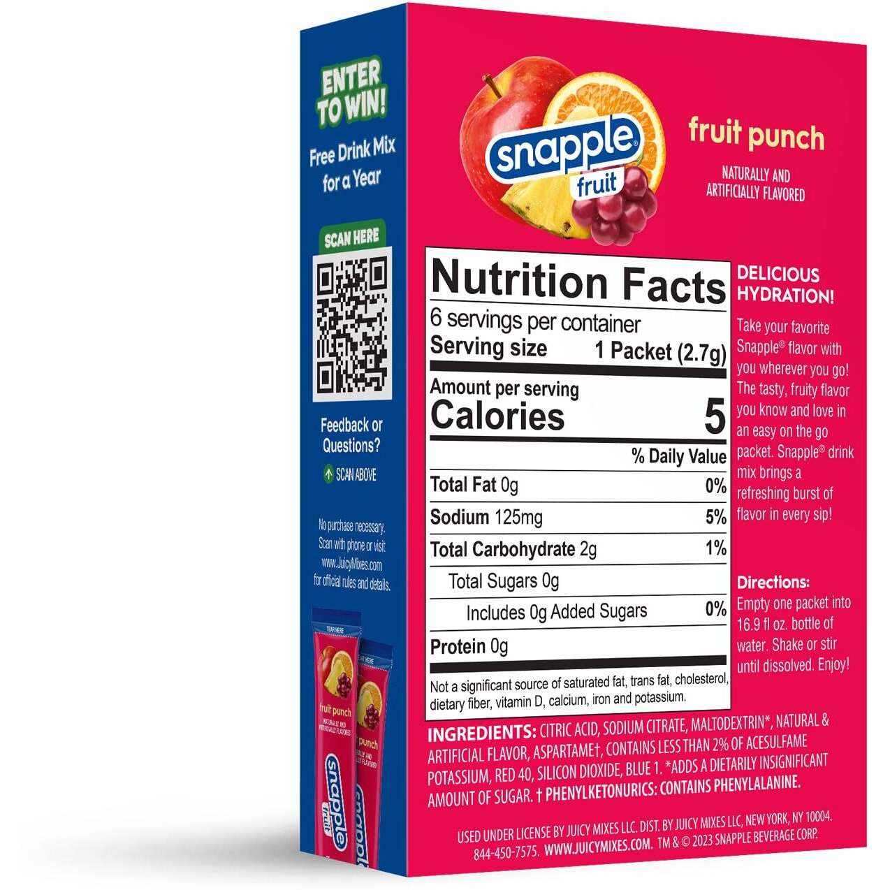 Snapple Fruit Punch Powder Drink Mix - 12 Boxes Of 6 Powder Sticks, 72 Sticks Total | Zero Sugar | On-The-Go Hydration For Refreshing Beverages