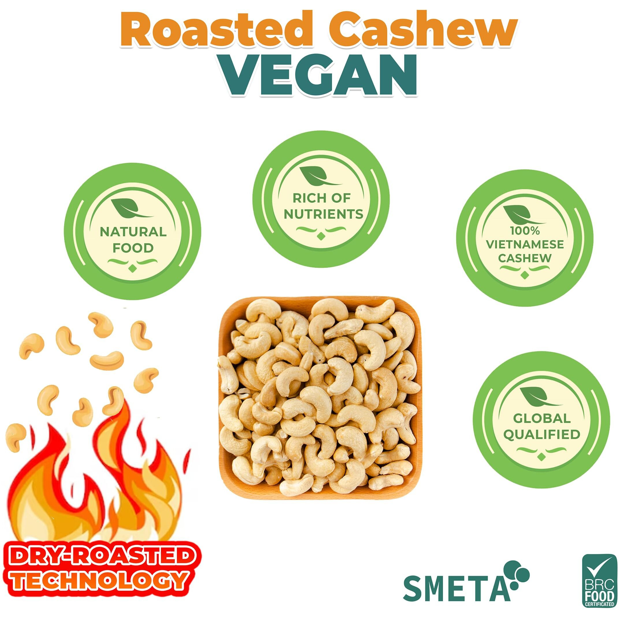 Hansia Roasted Cashew Vegan, Dry Roasted Unsalted Superfood, Fresh, Healthy, Low Sodium Snacks, Rich Of Protein & Natural Fiber, Protein, Vitamin And Iron (Roasted Cashew, 1 Pound (Pack Of 1))