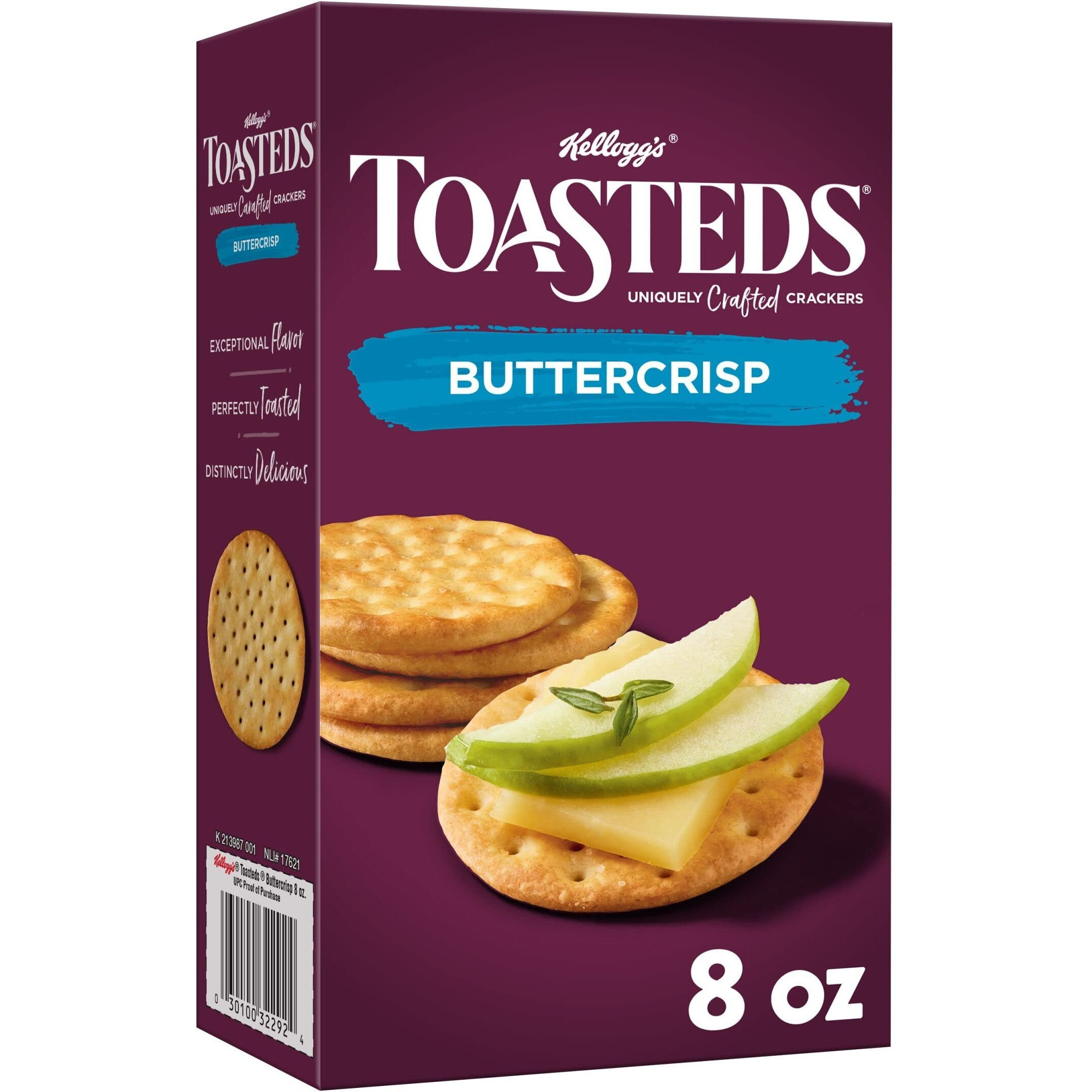Toasteds Crackers, Party Snacks, Lunch Snacks, Classic Buttercrisp, 8Oz Box (1 Box)