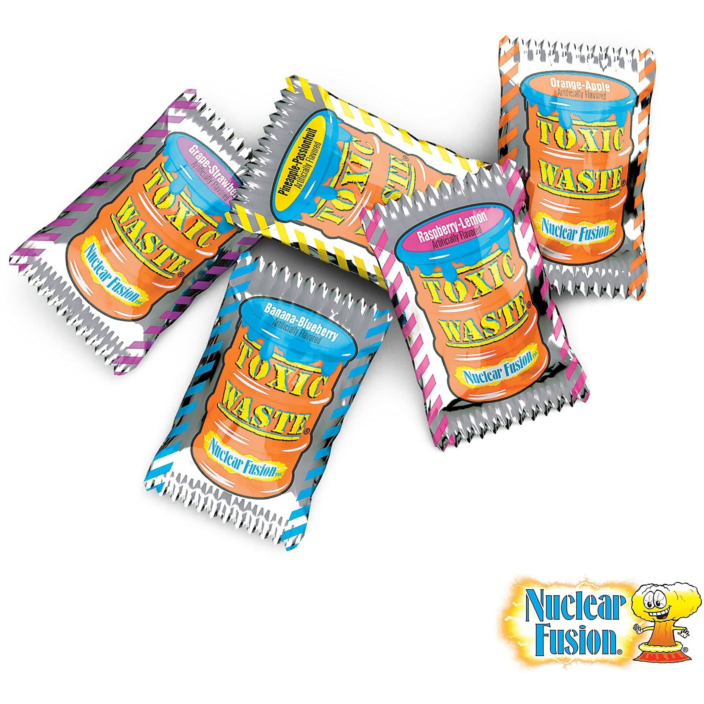 Toxic Waste - Nuclear Fusion - Dual Flavored, Hazardously Sour Candies - 5 Assorted Flavor Combinations - 1.48 Oz Drums, Pack Of 3