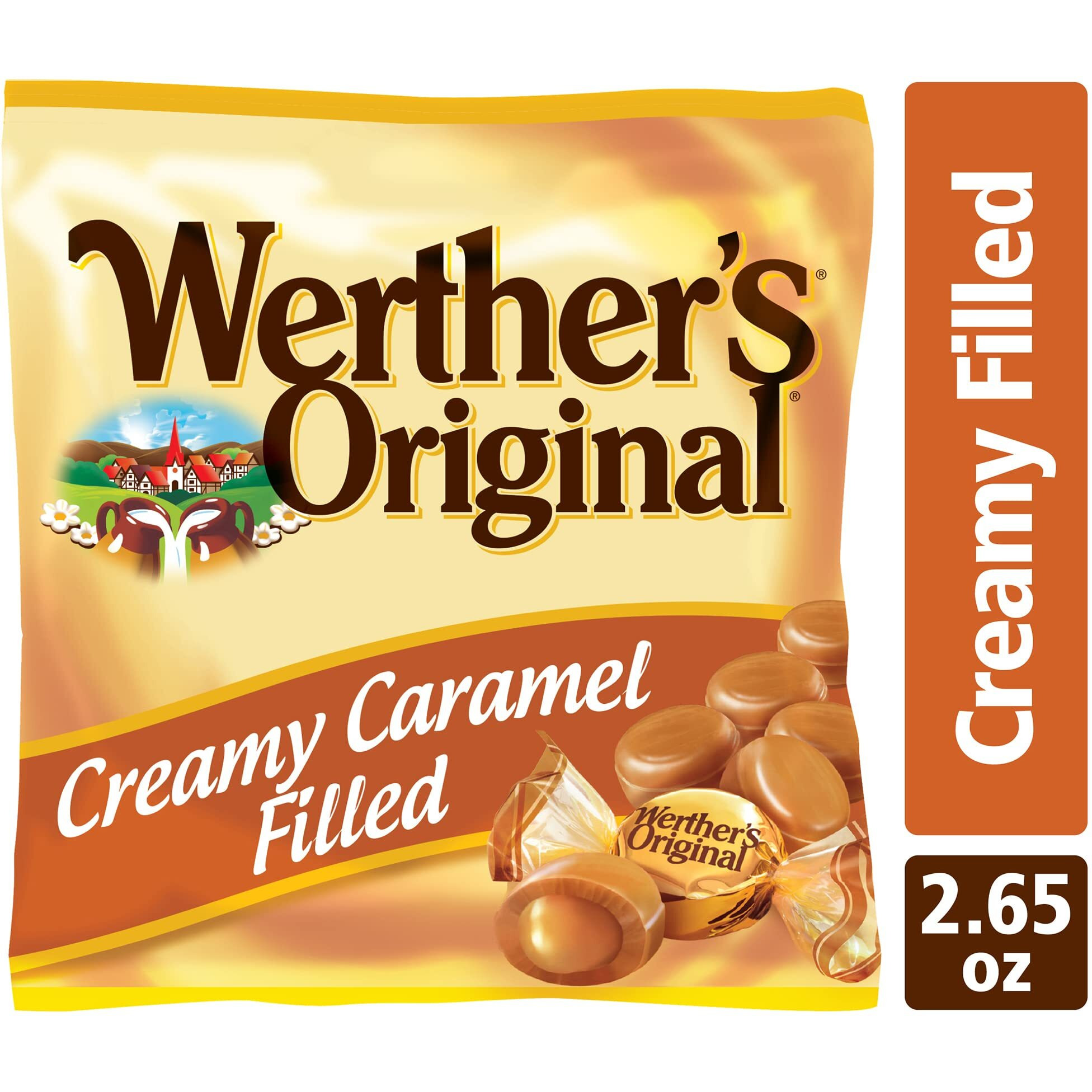 Werther's Original Creamy Caramel Filled Candy, 2.65 Oz Bags (Pack Of 12)