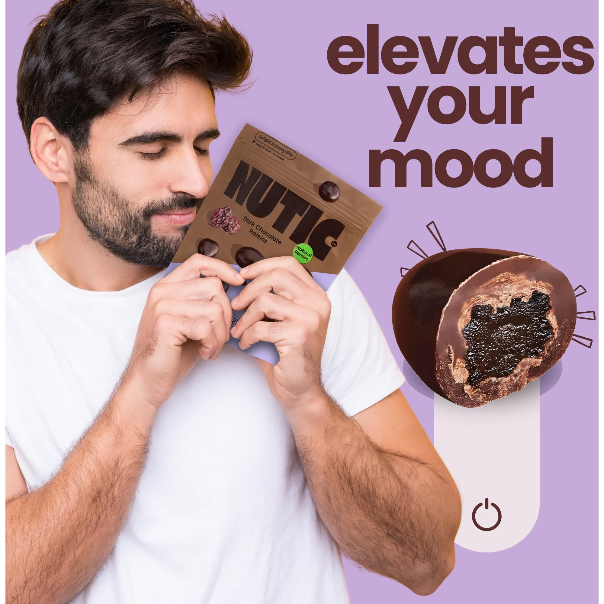 Nutic Gourmet Chocolate Covered Raisins - Dark Chocolate, Bulk Bag Of Candy Snacks, Perfect For Movies, Bites Of Raisins & Chocolate Candies - 2 Lb