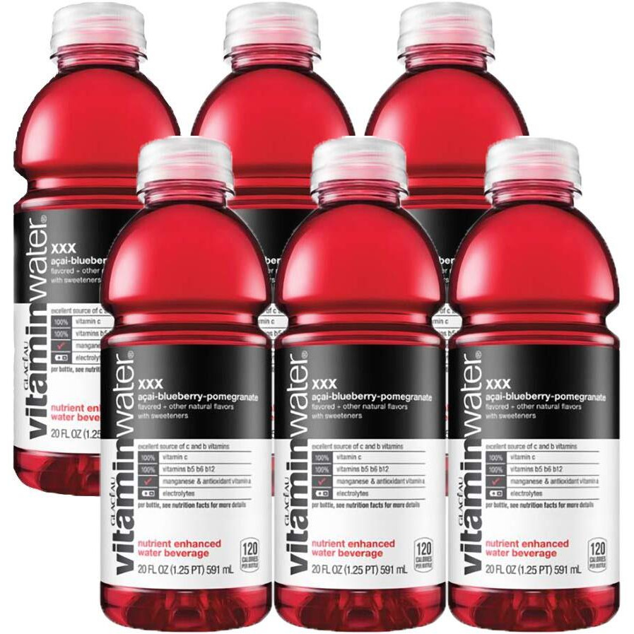 Vitamin Water Acai-Blueberry-Pomegranate - Xxx, 20 Oz Bottle (Pack Of 6, Total Of 120 Oz)