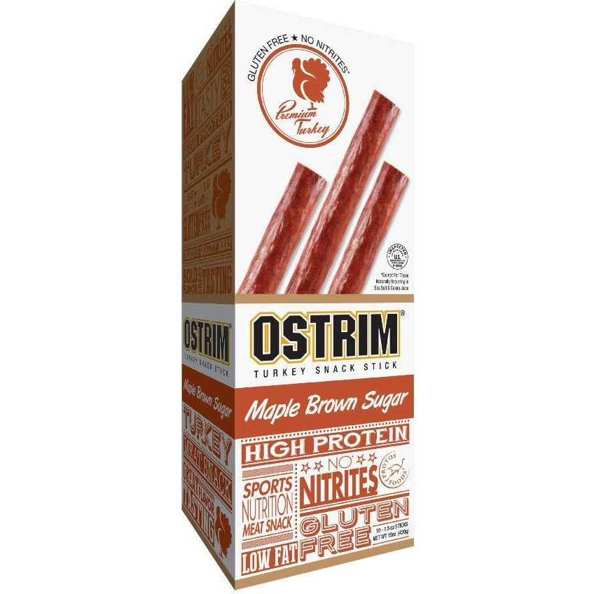 Ostrim Turkey Jerky Snack Sticks-Maple Brown Sugar, 1.5 Oz (Pack Of 10)