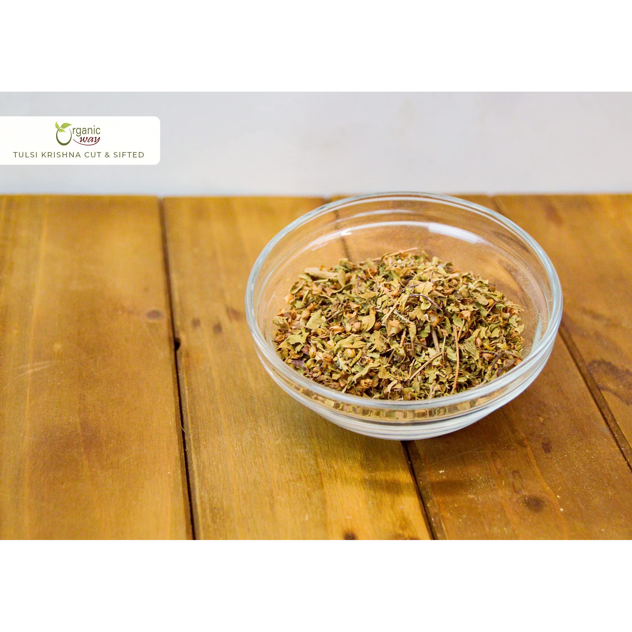 Organic Way Tulsi/Holy Basil (Krishna) Cut & Sifted (Ocimum Tenuiflorum) - Herbal Tea | Organic & Kosher Certified | Raw, Vegan, Non Gmo & Gluten Free | Usda Certified | Origin - India (1Lbs / 16Oz)