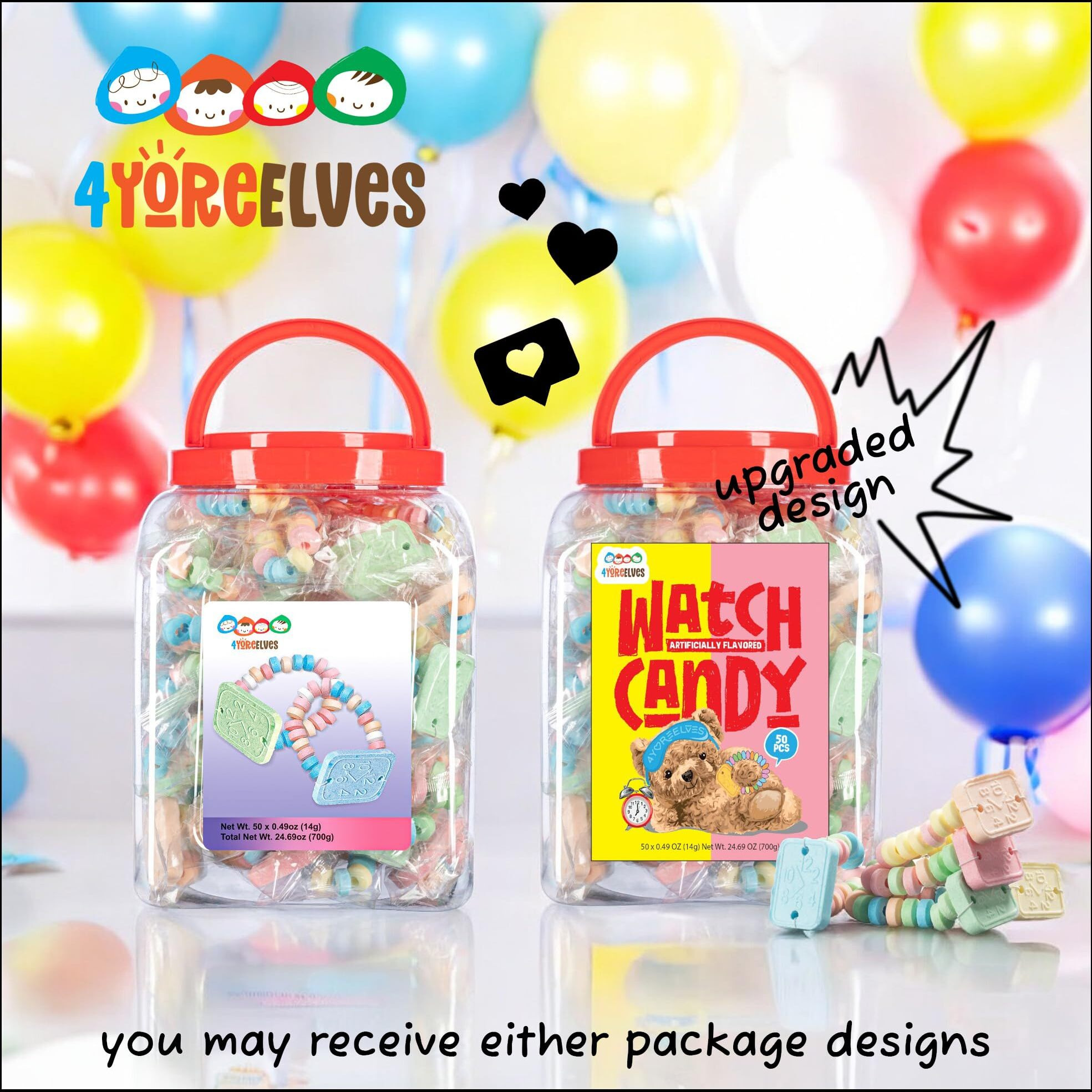 50 Candy Bracelet Watches Individually Wrapped, Taste Nostalgia With Our Playful And Delicious Candy Jewelry, Perfect For Party Favors, Goody Bags And Birthdays, By 4Yoreelves, Pack Of 50 X 0.42Oz