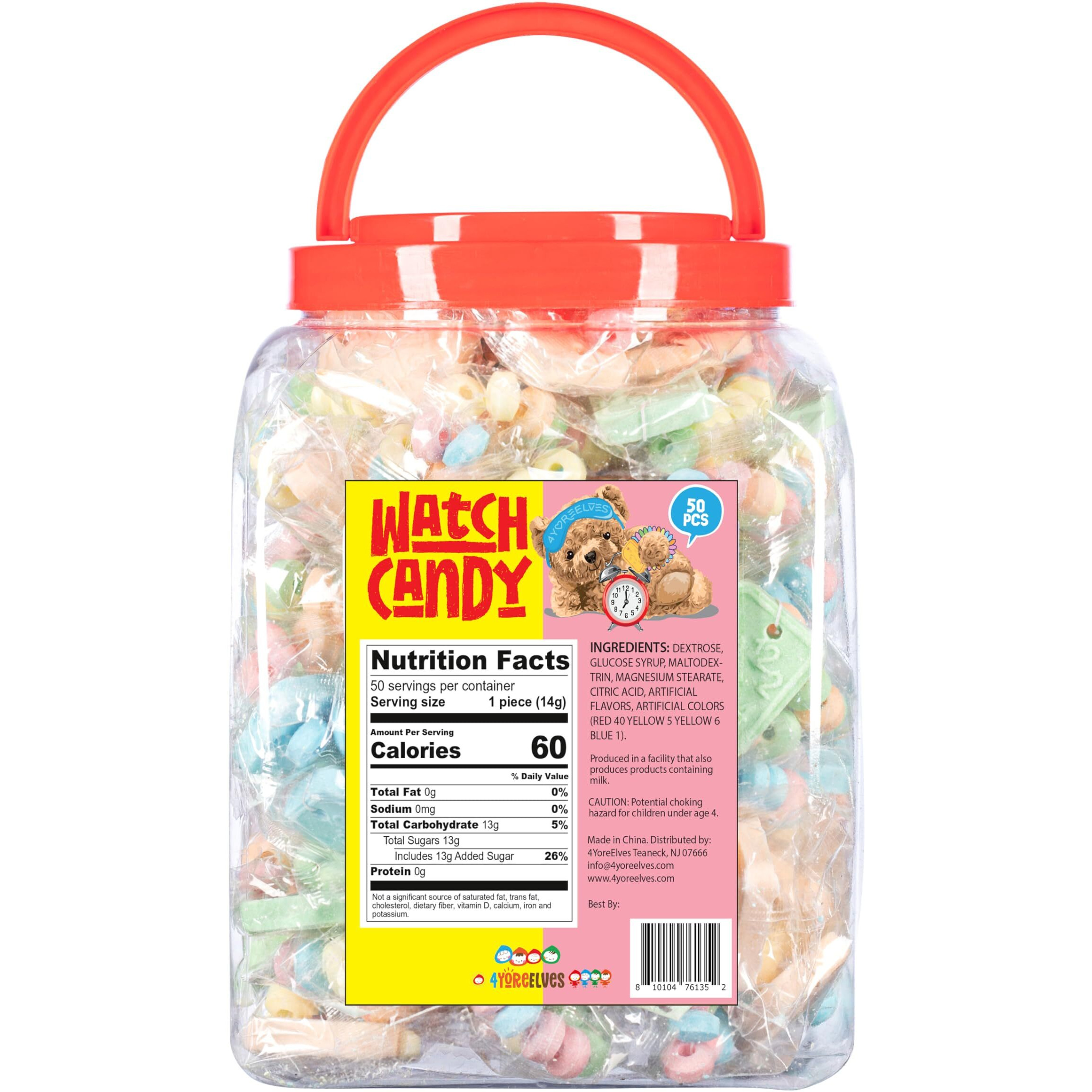 50 Candy Bracelet Watches Individually Wrapped, Taste Nostalgia With Our Playful And Delicious Candy Jewelry, Perfect For Party Favors, Goody Bags And Birthdays, By 4Yoreelves, Pack Of 50 X 0.42Oz