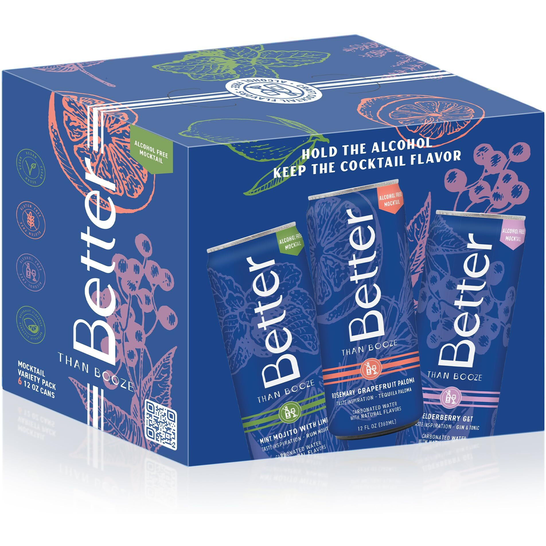 Better Than Booze Mocktails Non-Alcoholic Drinks | Alcohol Alternative Beverages, Ritual Zero Proof | Enjoy Your Drink Moment With Our Alcohol Free Drinks | Non Alcoholic Mocktail 3 Varieties, 6 Pack