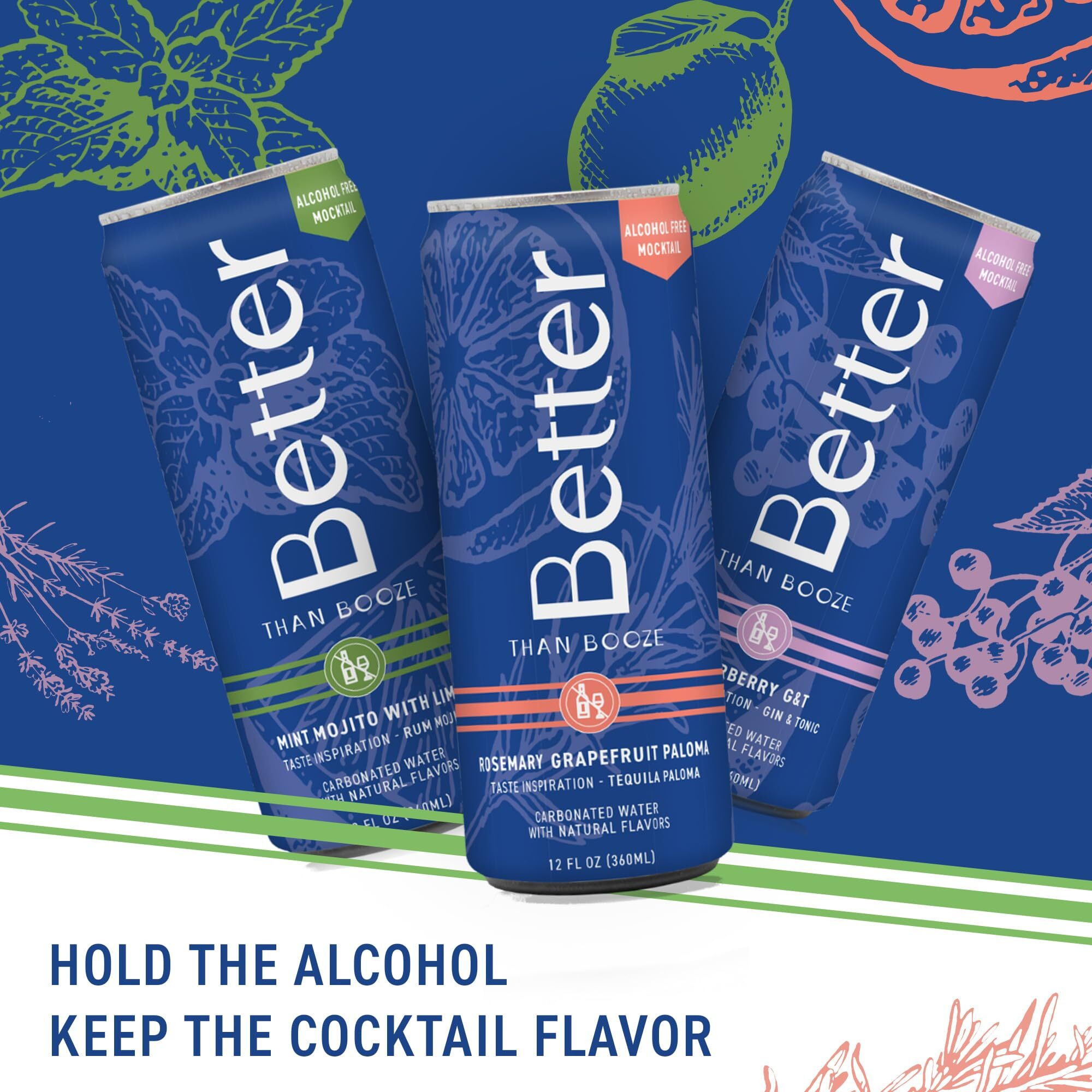 Better Than Booze Mocktails Non-Alcoholic Drinks | Alcohol Alternative Beverages, Ritual Zero Proof | Enjoy Your Drink Moment With Our Alcohol Free Drinks | Non Alcoholic Mocktail 3 Varieties, 6 Pack