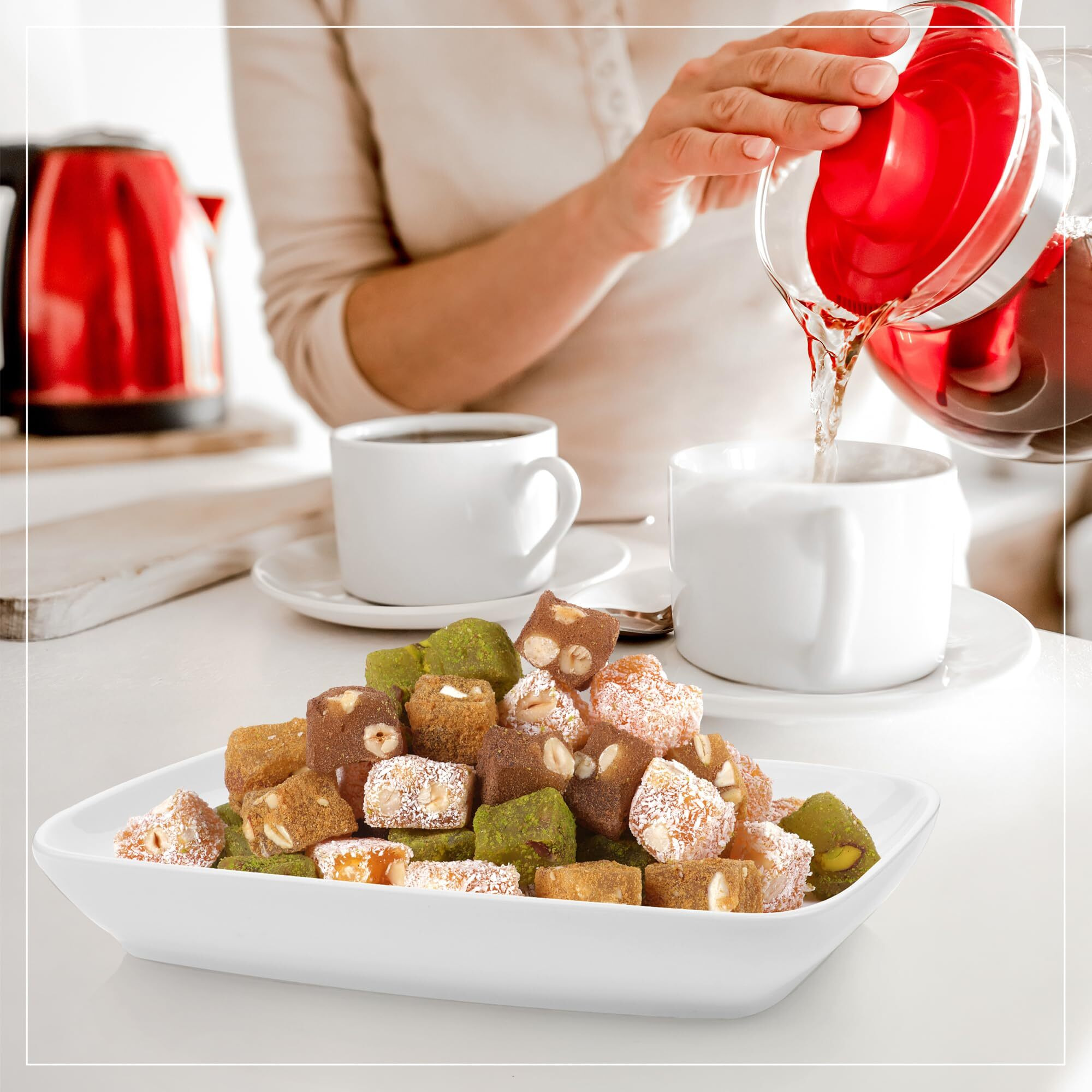 Eastanbul Turkish Delight, 32Oz, Turkish Delights Candy, Turkish Delight With Nuts, Lokum, Turkish Delights With Nuts In Souvenir Wooden Gift Box, Perfect Turkish Sweets, Gourmet Turkish Candy