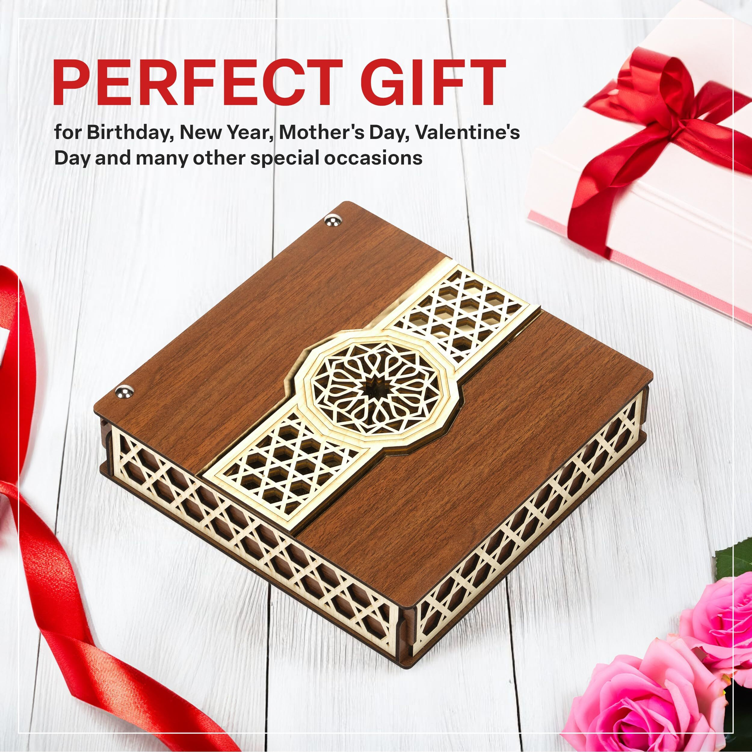 Eastanbul Turkish Delight, 32Oz, Turkish Delights Candy, Turkish Delight With Nuts, Lokum, Turkish Delights With Nuts In Souvenir Wooden Gift Box, Perfect Turkish Sweets, Gourmet Turkish Candy