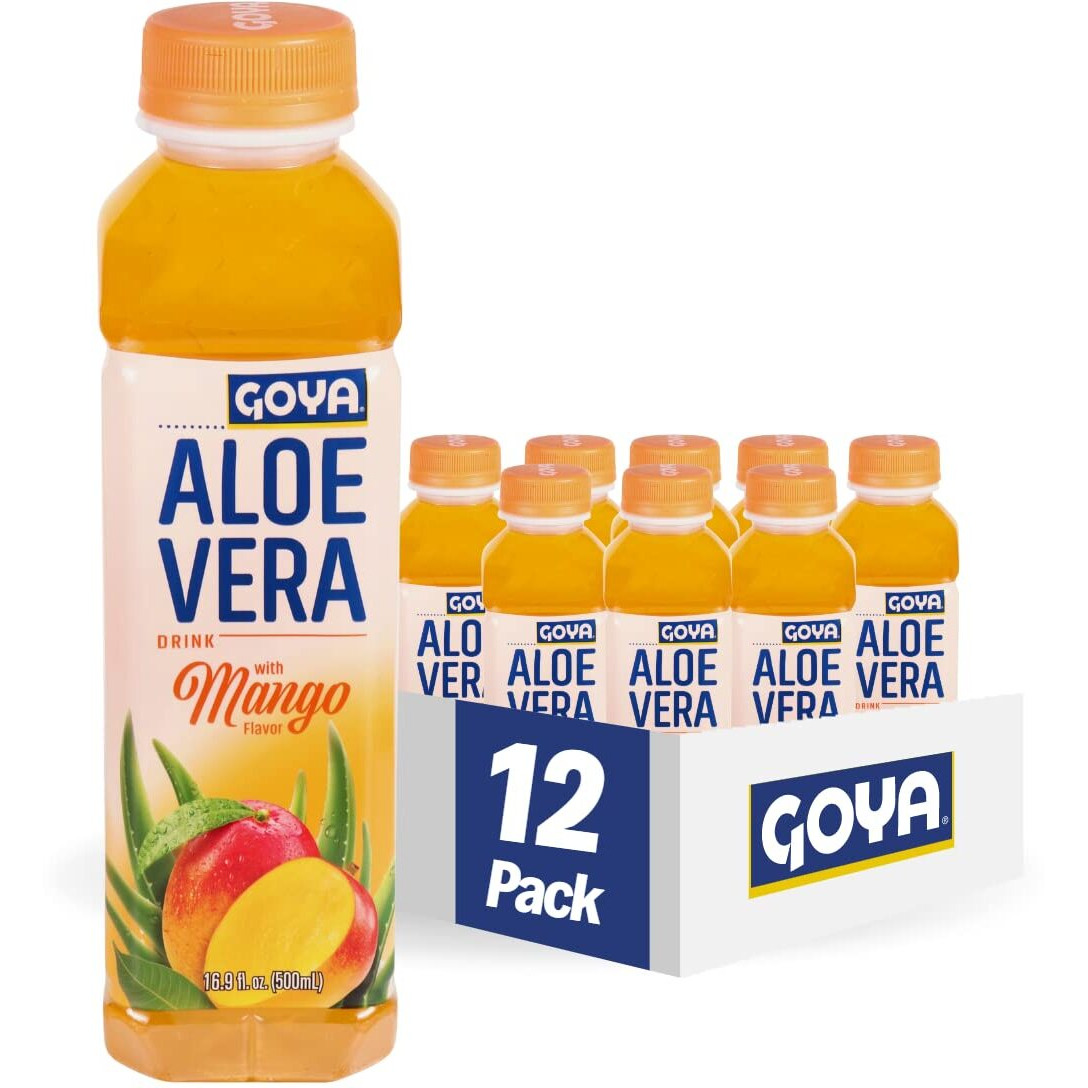 Goya Foods Aloe Vera Drink With Mango Flavor, 16.9 Fl Oz (Pack Of 12)