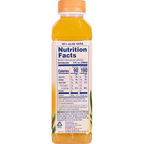 Goya Foods Aloe Vera Drink With Mango Flavor, 16.9 Fl Oz (Pack Of 12)