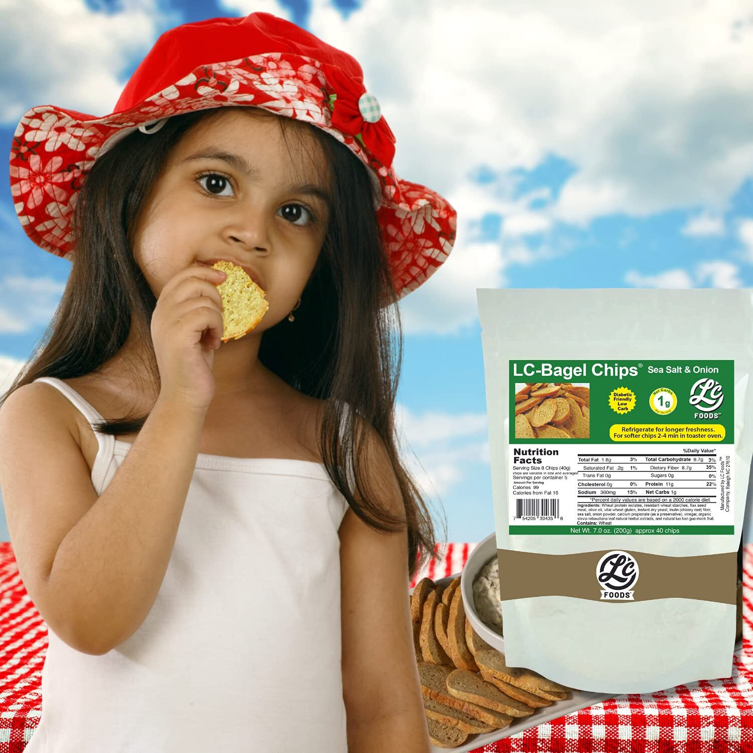 Low Carb Sea Salt And Garlic Bagel Chips - Fresh Baked - Lc Foods - All Natural - No Sugar - High Protein - Diabetic Friendly - Low Carb Bagel Chips