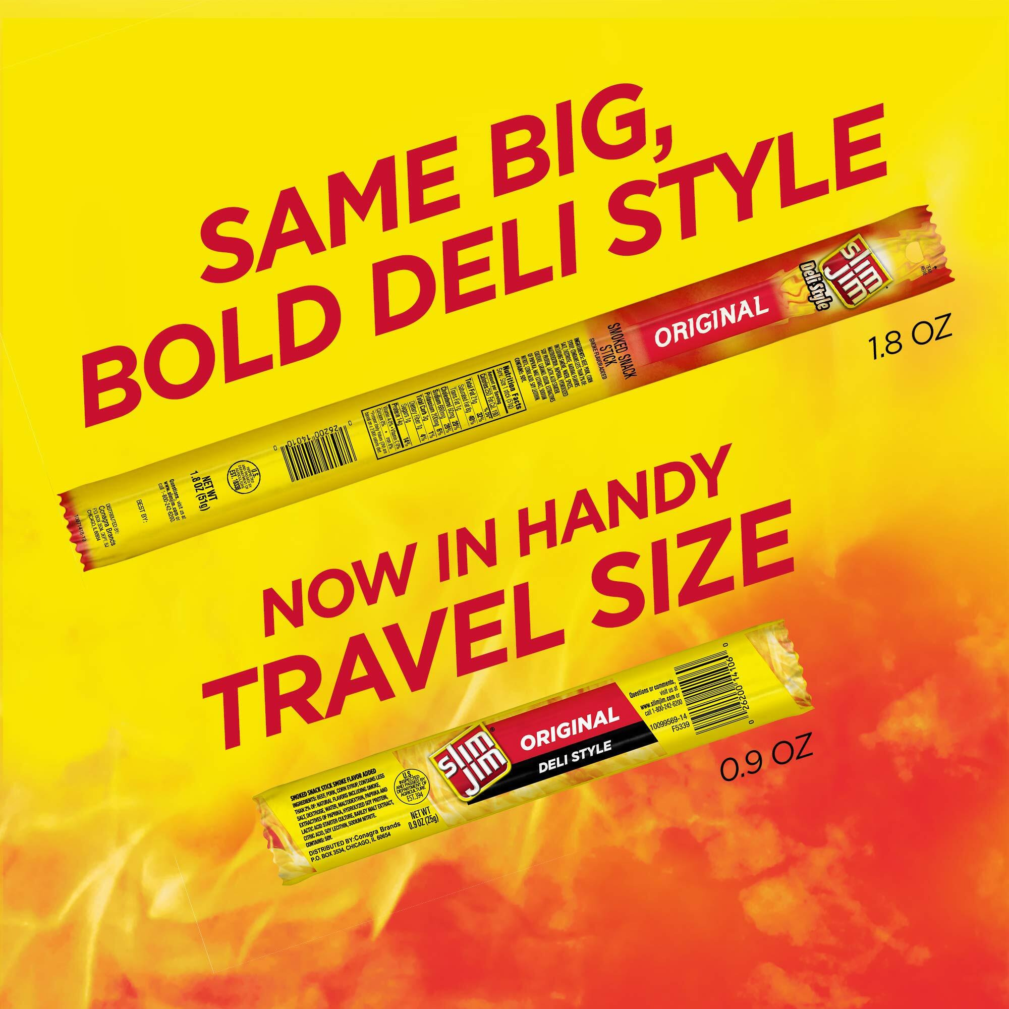 Slim Jim Deli Style Meat Sticks, Original Flavor, 0.9 Oz. 24-Count