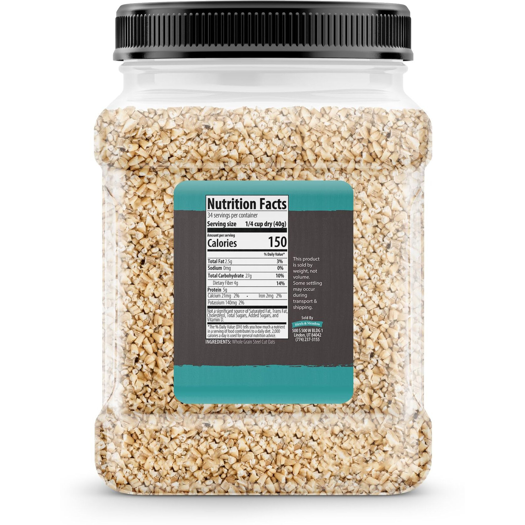 Birch & Meadow Steel Cut Oats, 3 Lb, Whole Grain, Irish Oat Meal, Breakfast