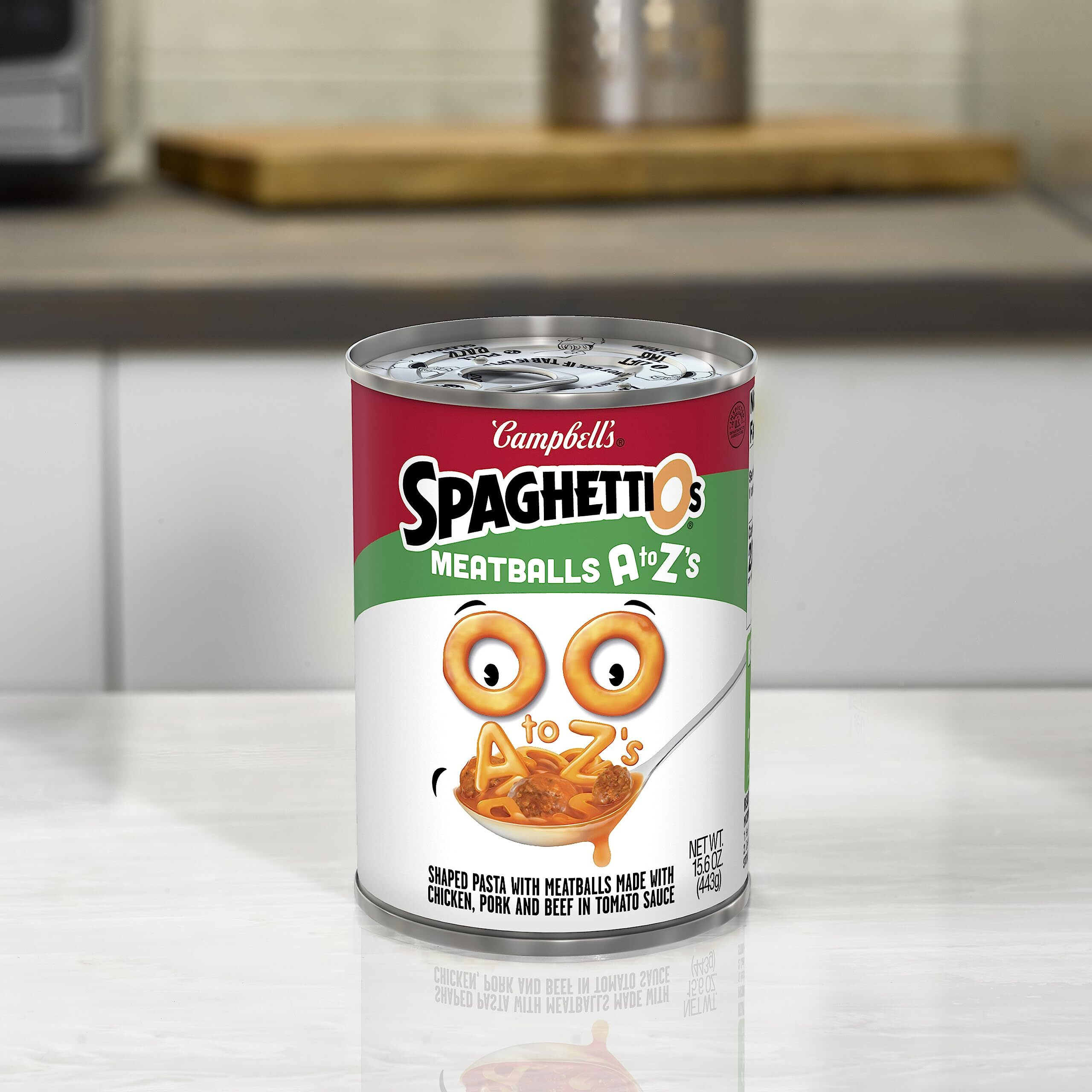 Spaghettios A To Z's Canned Pasta With Meatballs, 15.6 Oz Can (Pack Of 12)