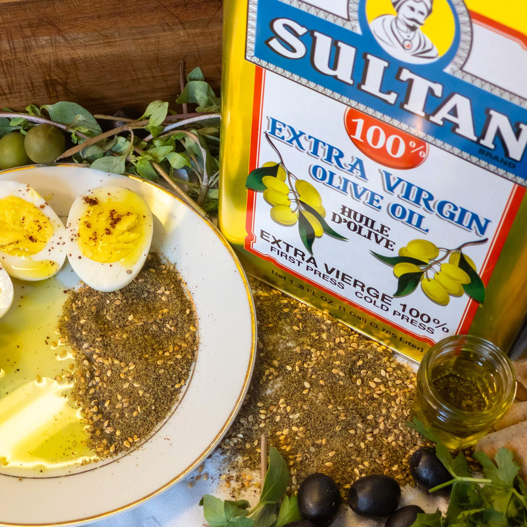 Sultan Extra Virgin Olive Oil, First Press, Cold Press, No Additives, No Preservatives, No Cholesterol, 128 Fl. Oz