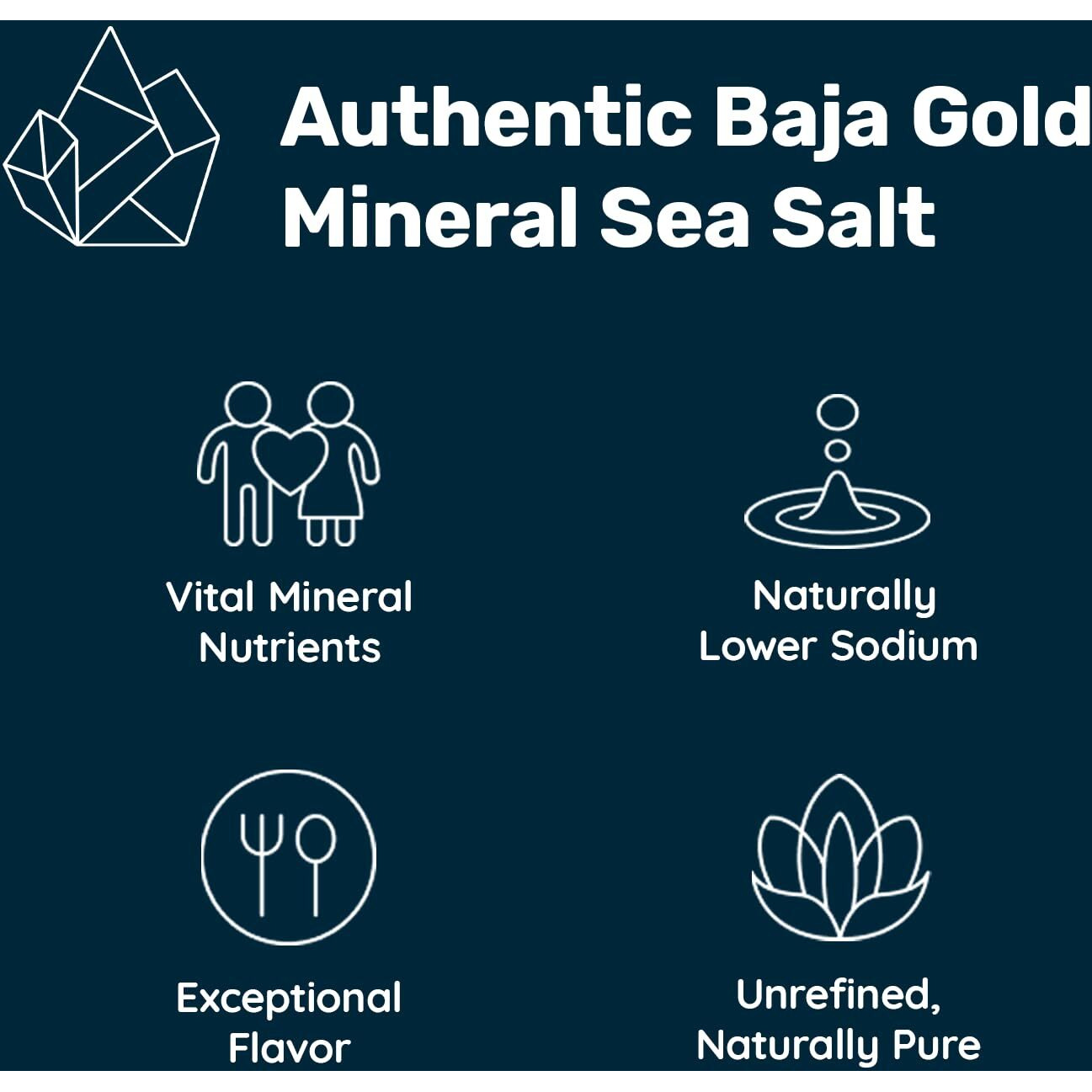 Baja Gold Mineral Sea Salt, Natural Grain Crystals, 5 Lb. Bag