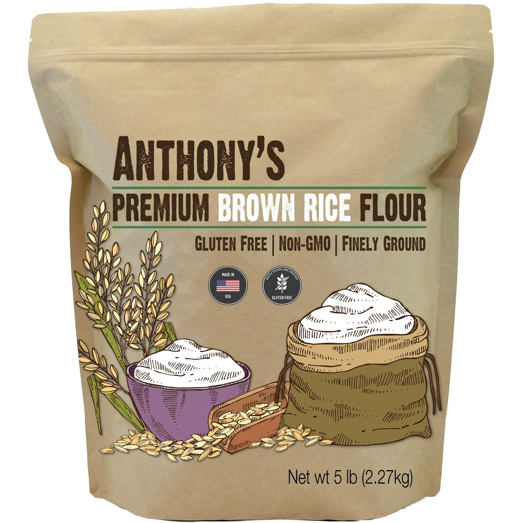 Anthony's Brown Rice Flour, 5 Lb, Gluten Free, Non Gmo, Product Of Usa, Vegan